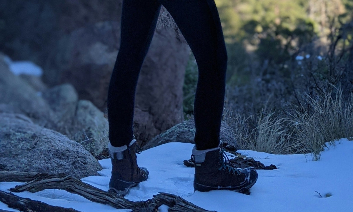 Oboz Sapphire insulated winter boots in snowy terrain.