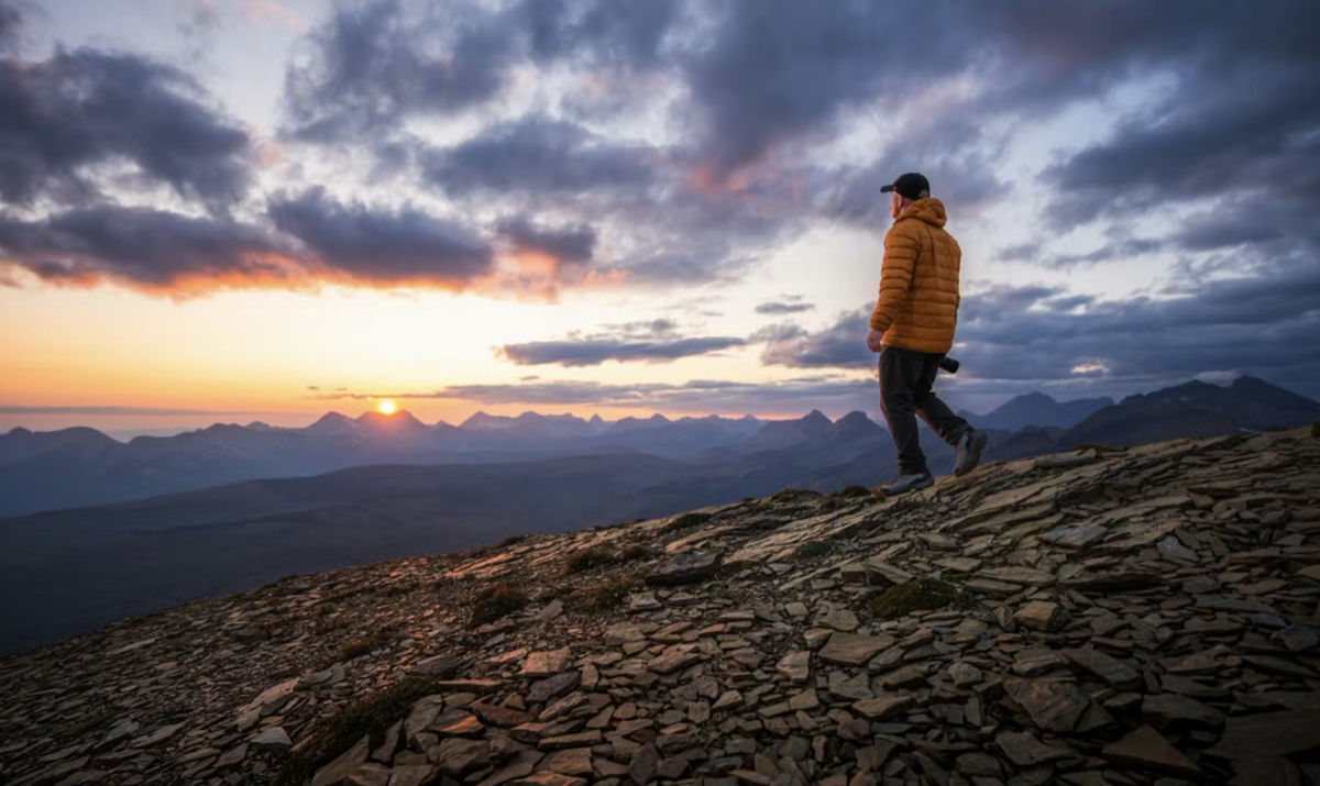 Jordan on a mountain ridge in Glacier National Park.