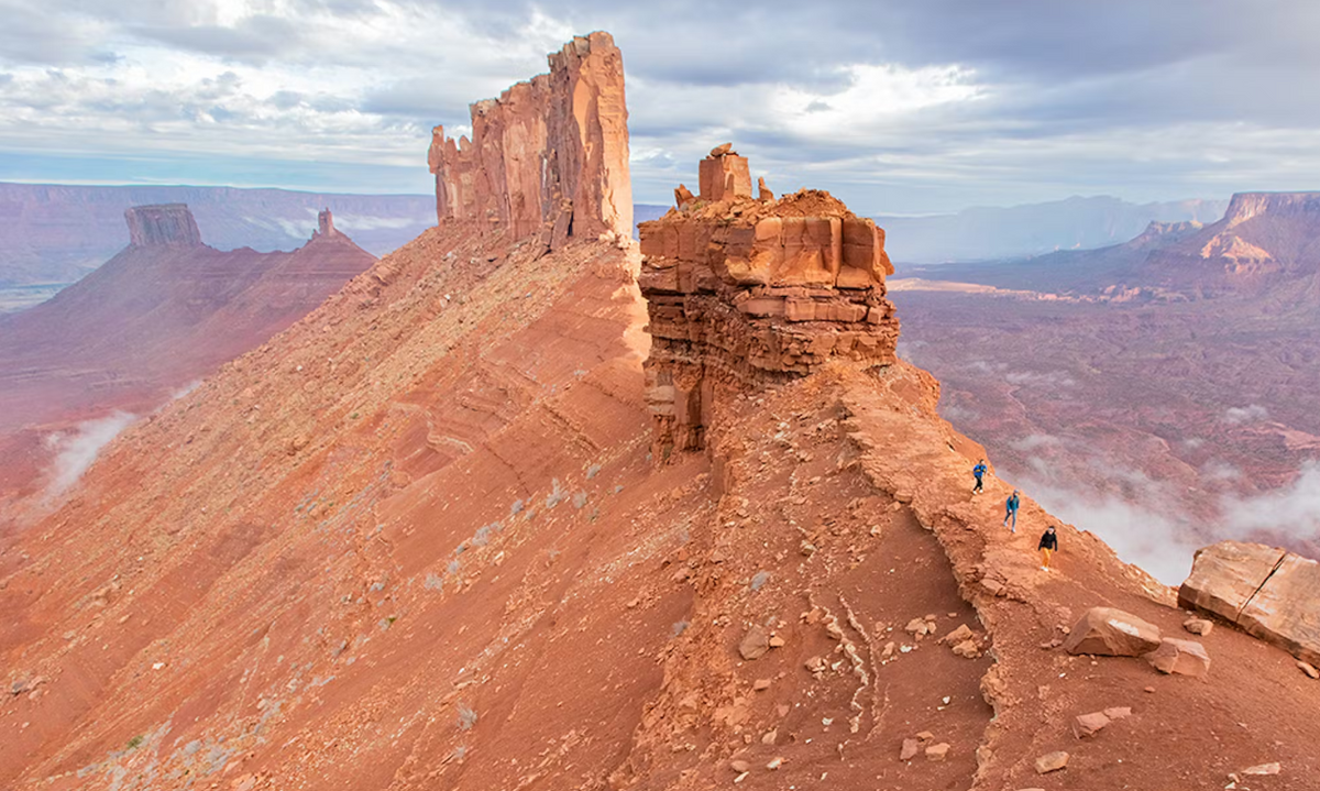 Hiking through Utah mountains. 