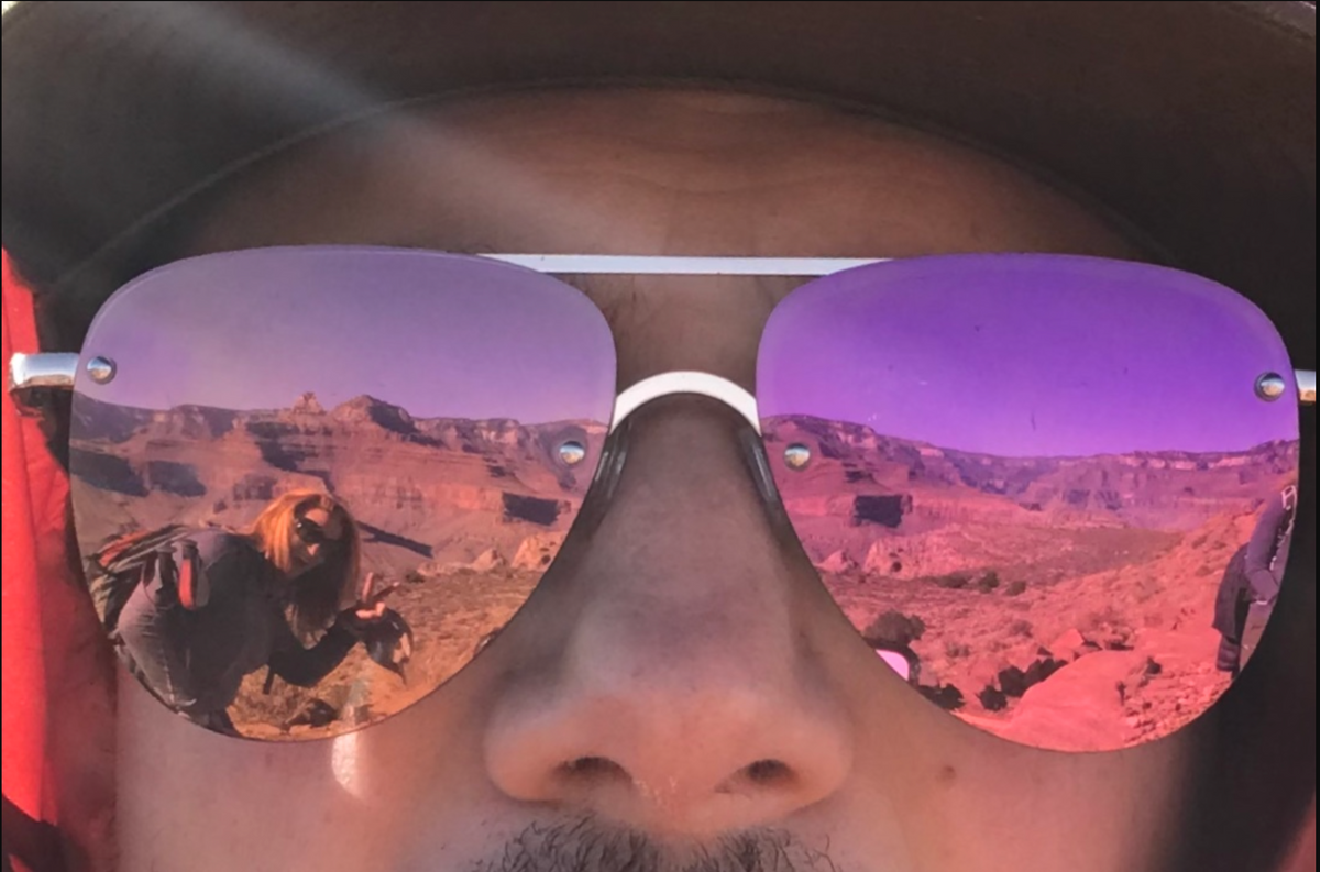 taking a selfie with sunglasses