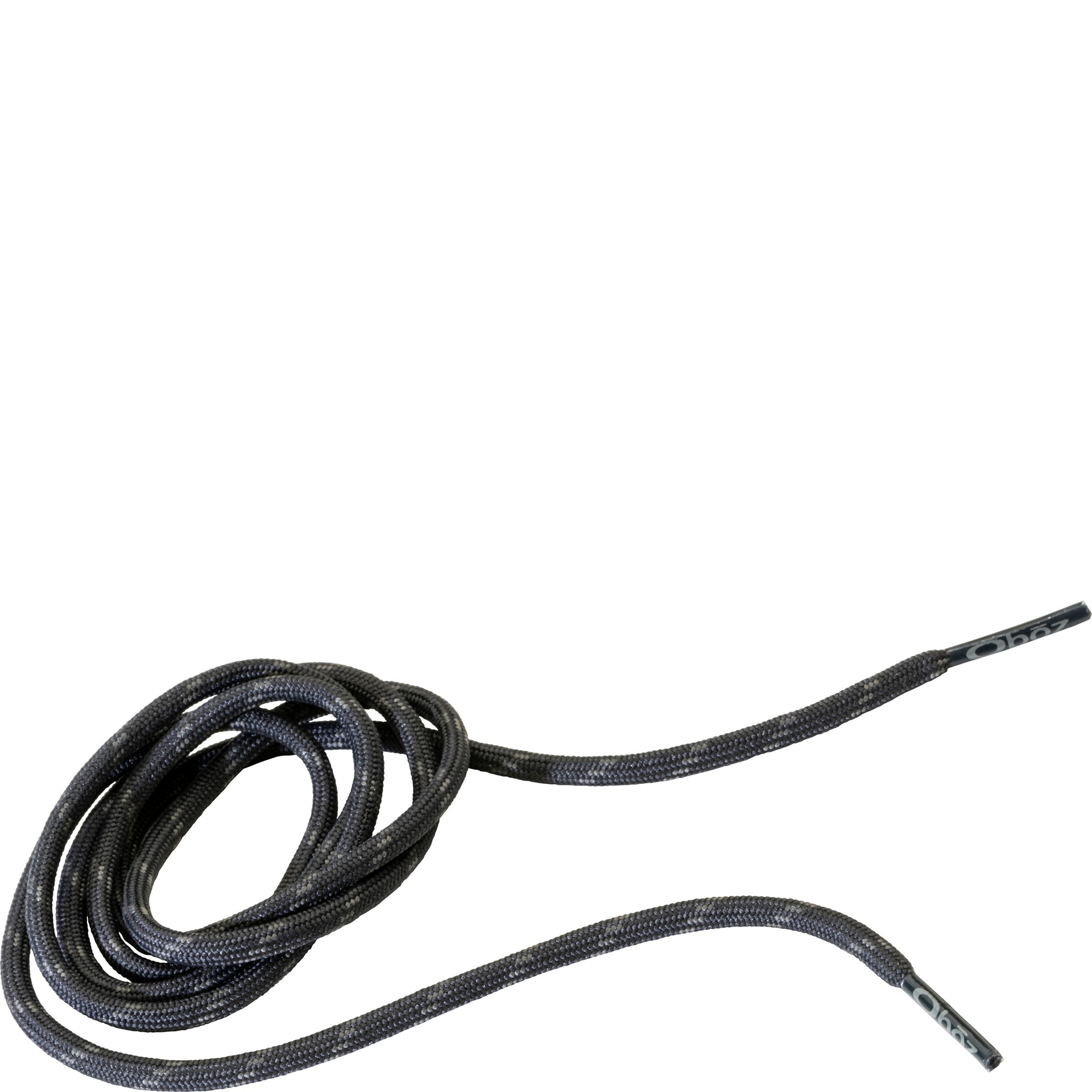 Black round shoelaces coiled