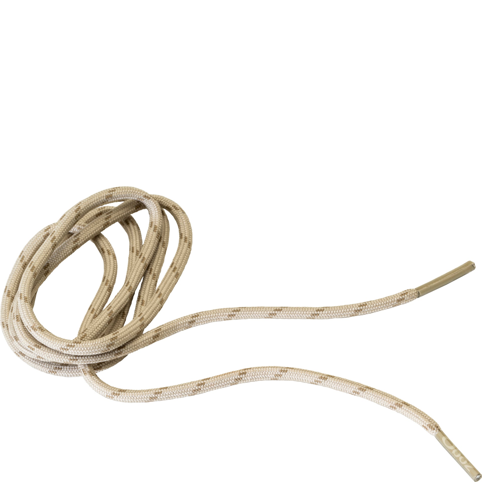 Tan round shoelaces coiled