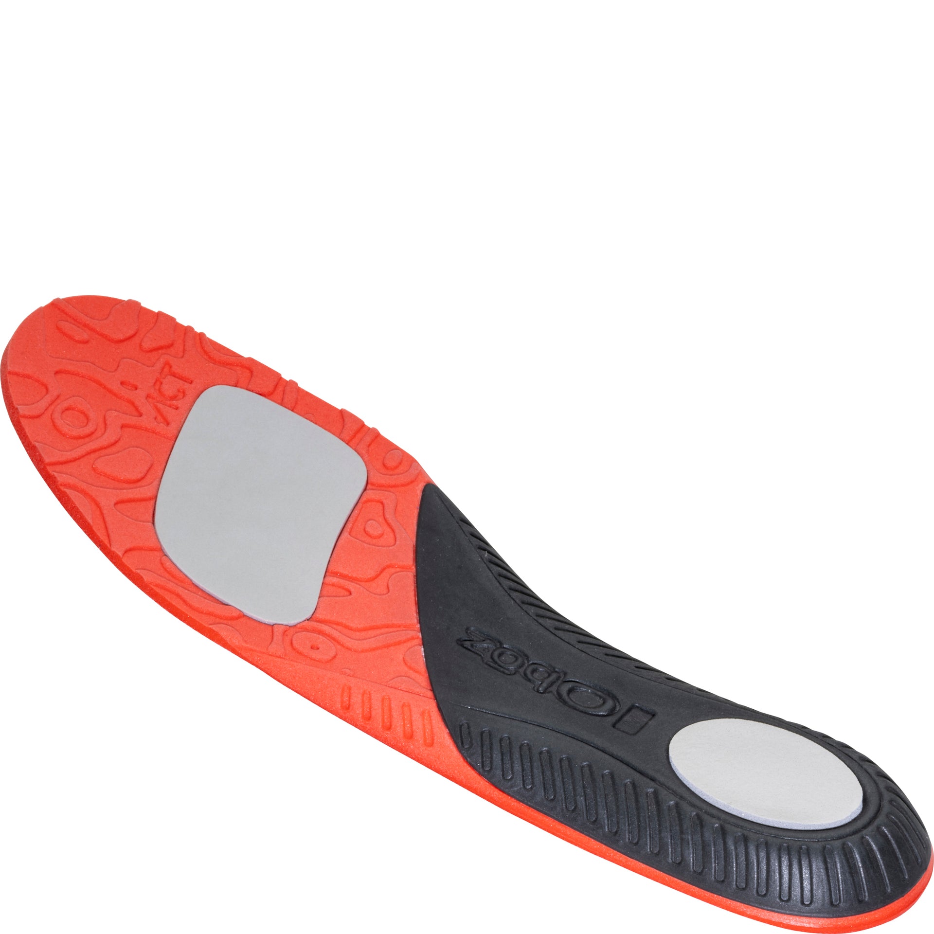 Angled  view of a red Unity Blaze Oboz insole
