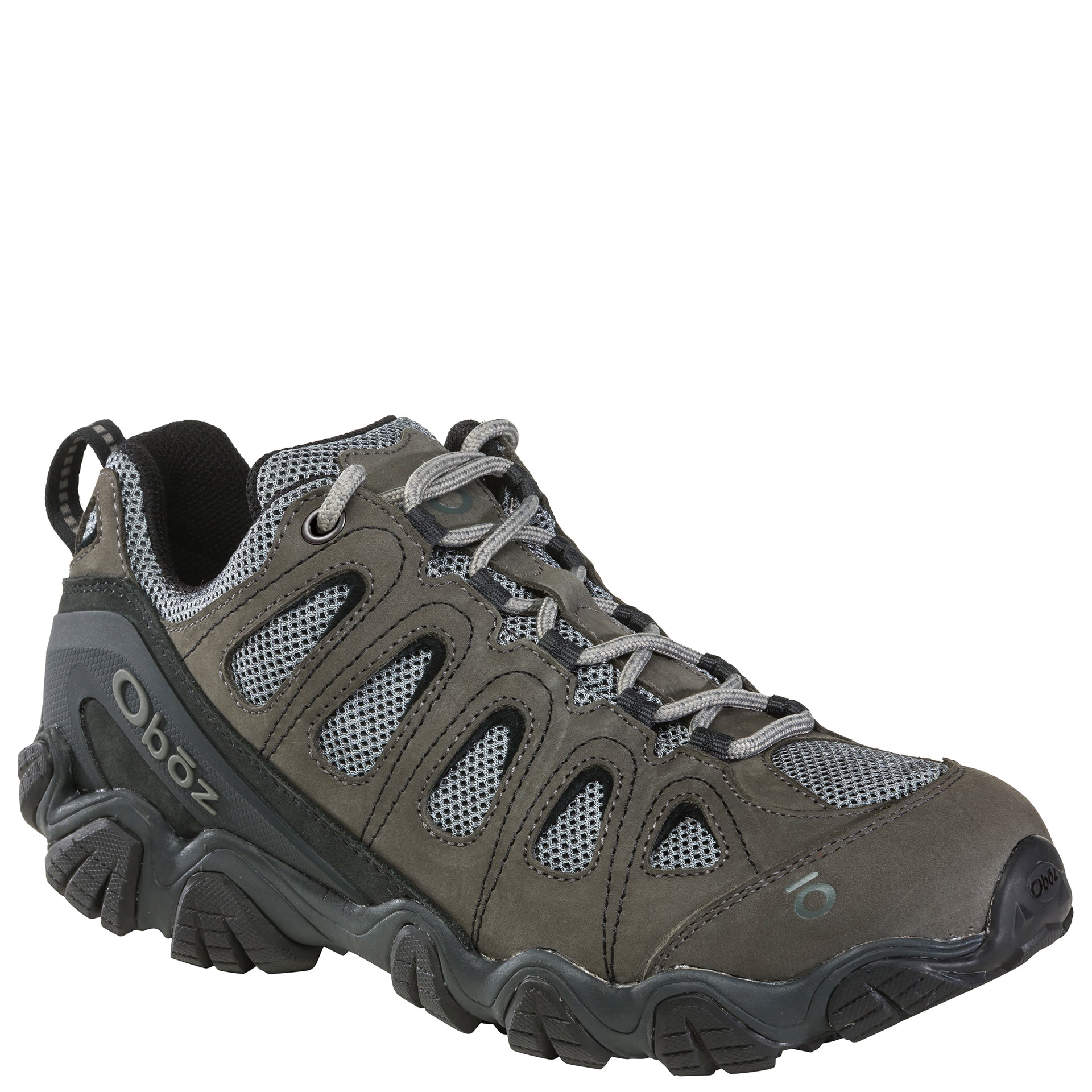 Oboz Men’s Sawtooth II Low shoe, angled view showing the reinforced toe cap