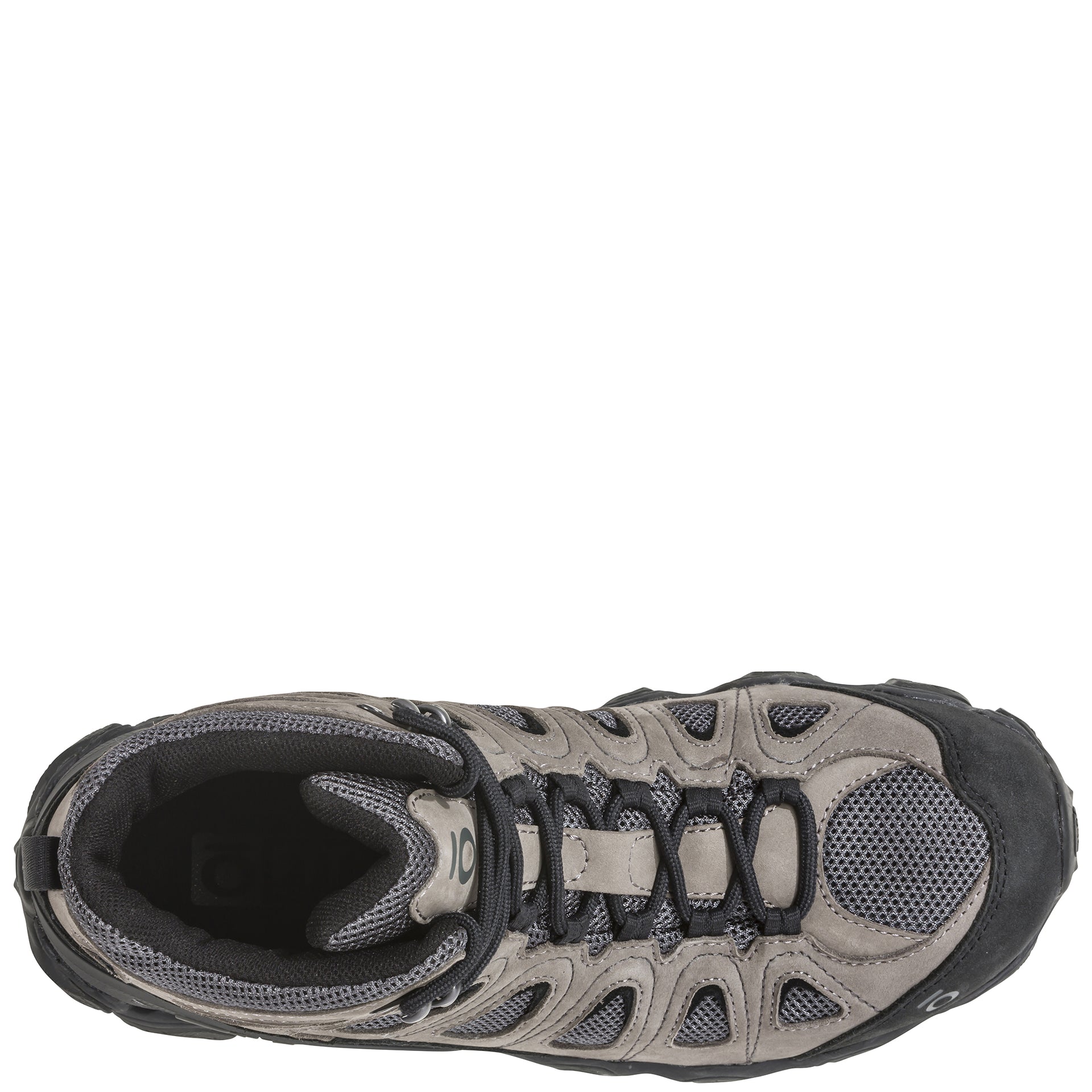 Men’s Sawtooth II Mid boot, top view showing lace-up closure and spacious toe box