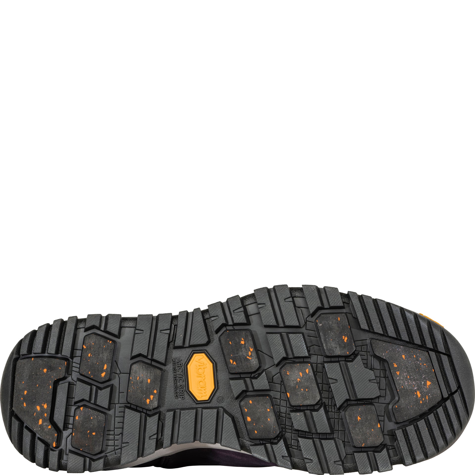 Bottom view of the Andesite Mid Insulated Waterproof snow boot showing the Vibram Arctic Grip outsole for traction in winter