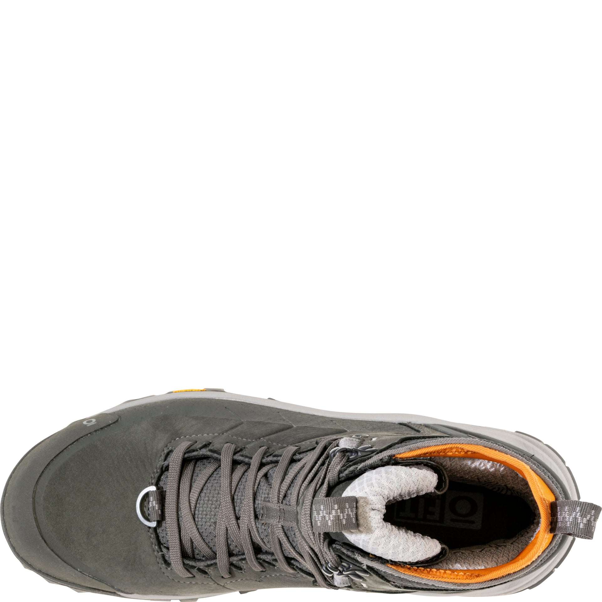 Top view of the Bangtail Mid Insulated Waterproof boot showing the lace system and D ring