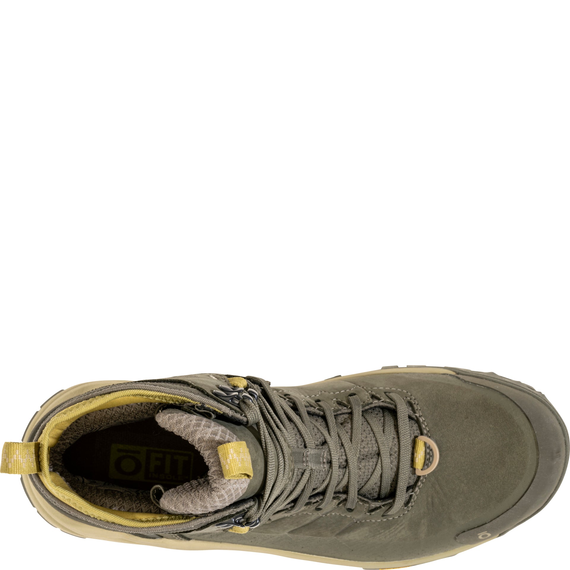 Bangtail Mid Insulated Waterproof boot, top view showing lace-up closure