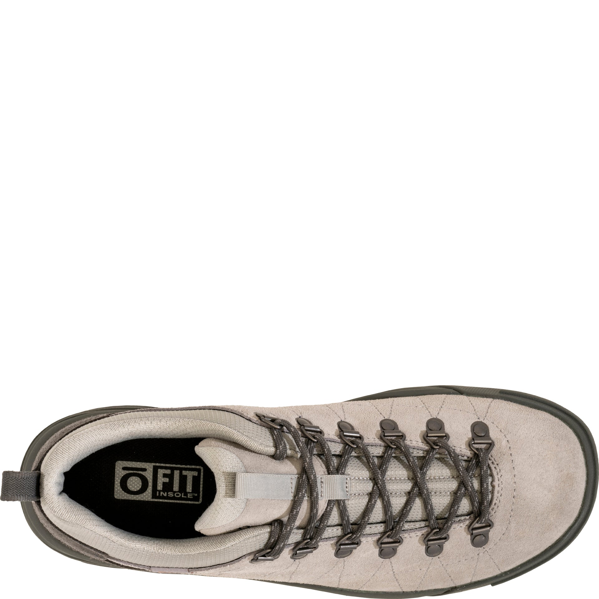 Top view of Beall Low Suede showing lace-up closure and padded collar