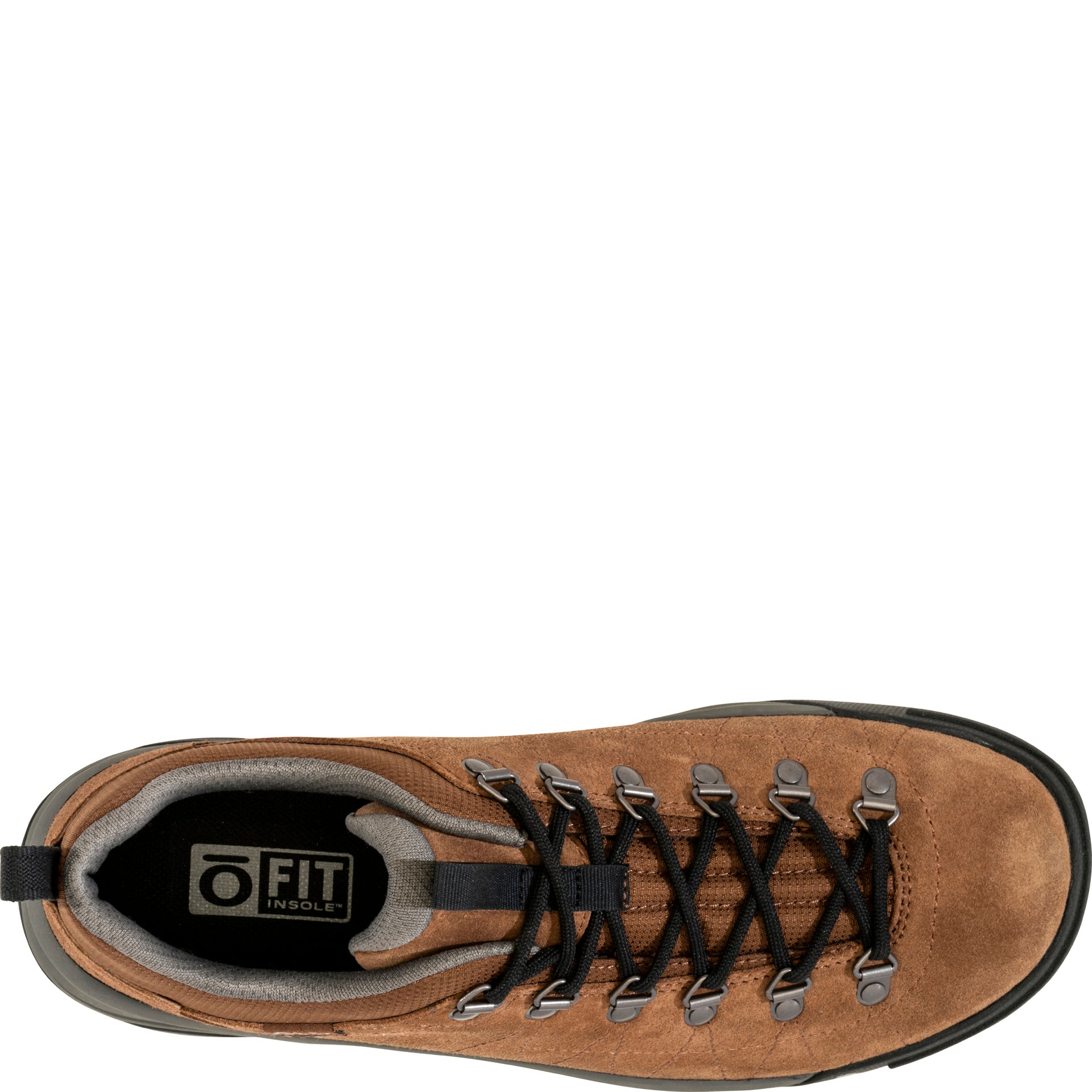 Top view of Beall Low Suede showing lace-up closure and padded collar