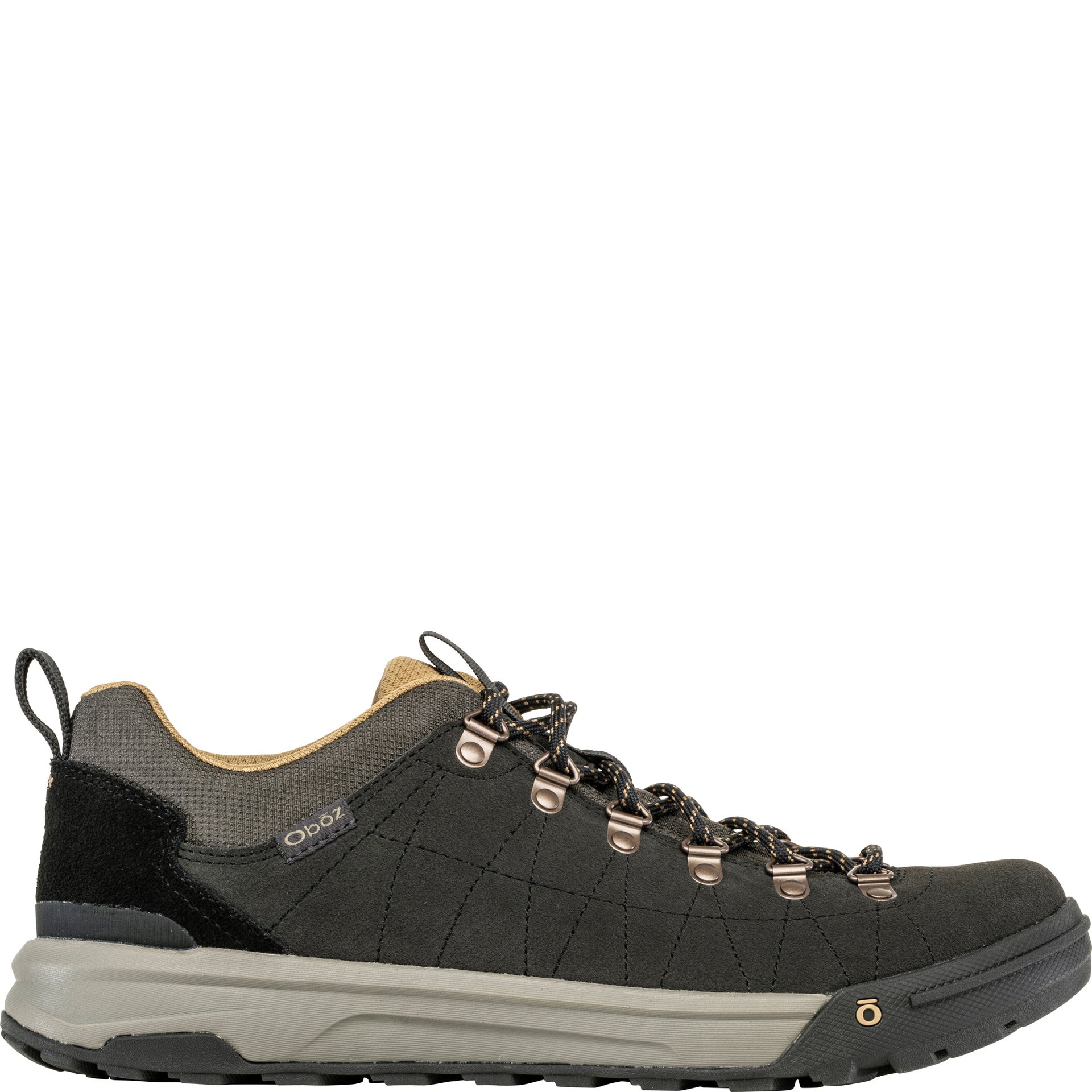 Side view of men’s Oboz Beall Low Suede shoe in Mythical Gray