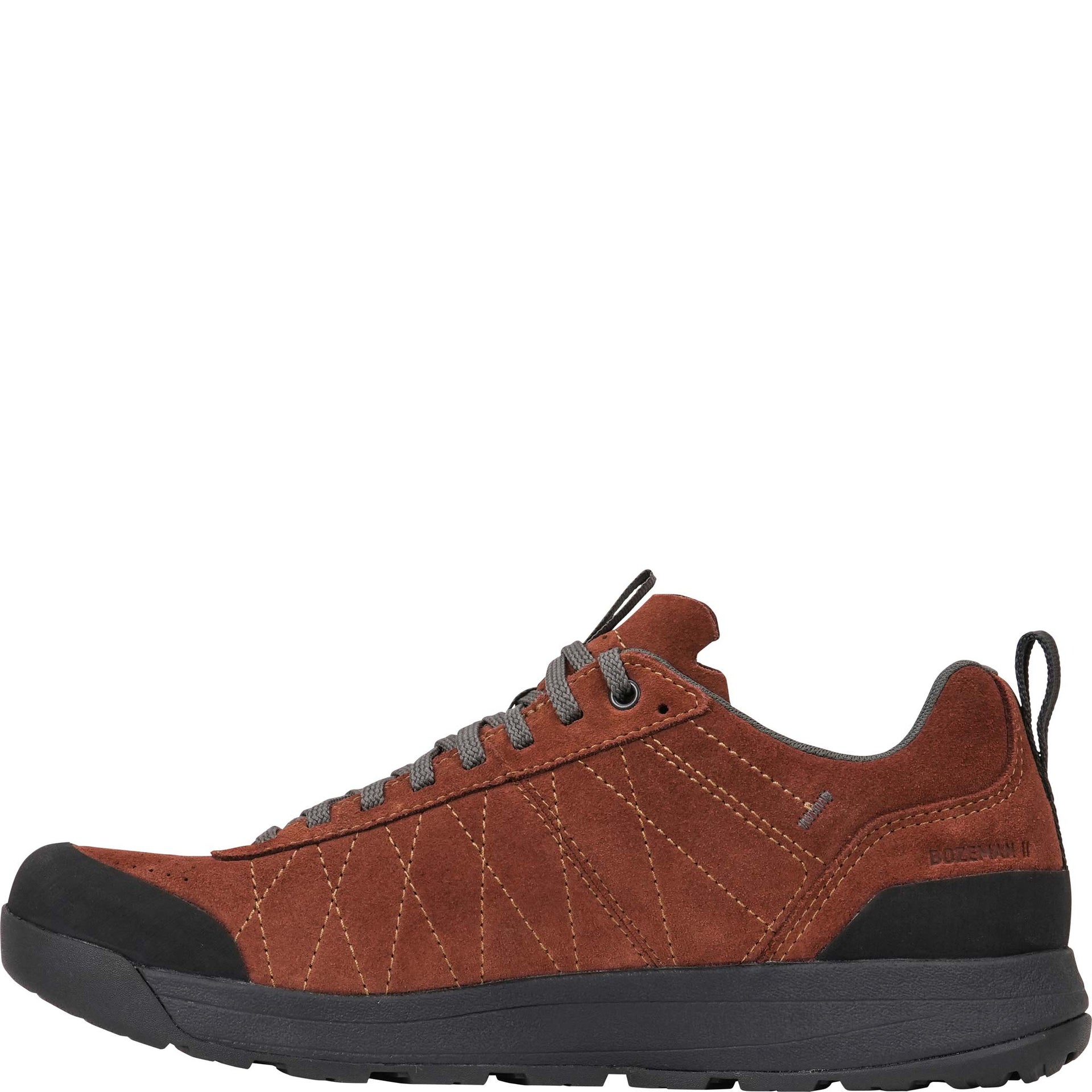 Inside view of the Bozeman II Low shoe showing stitched design, midsole, and Bozeman II stamp