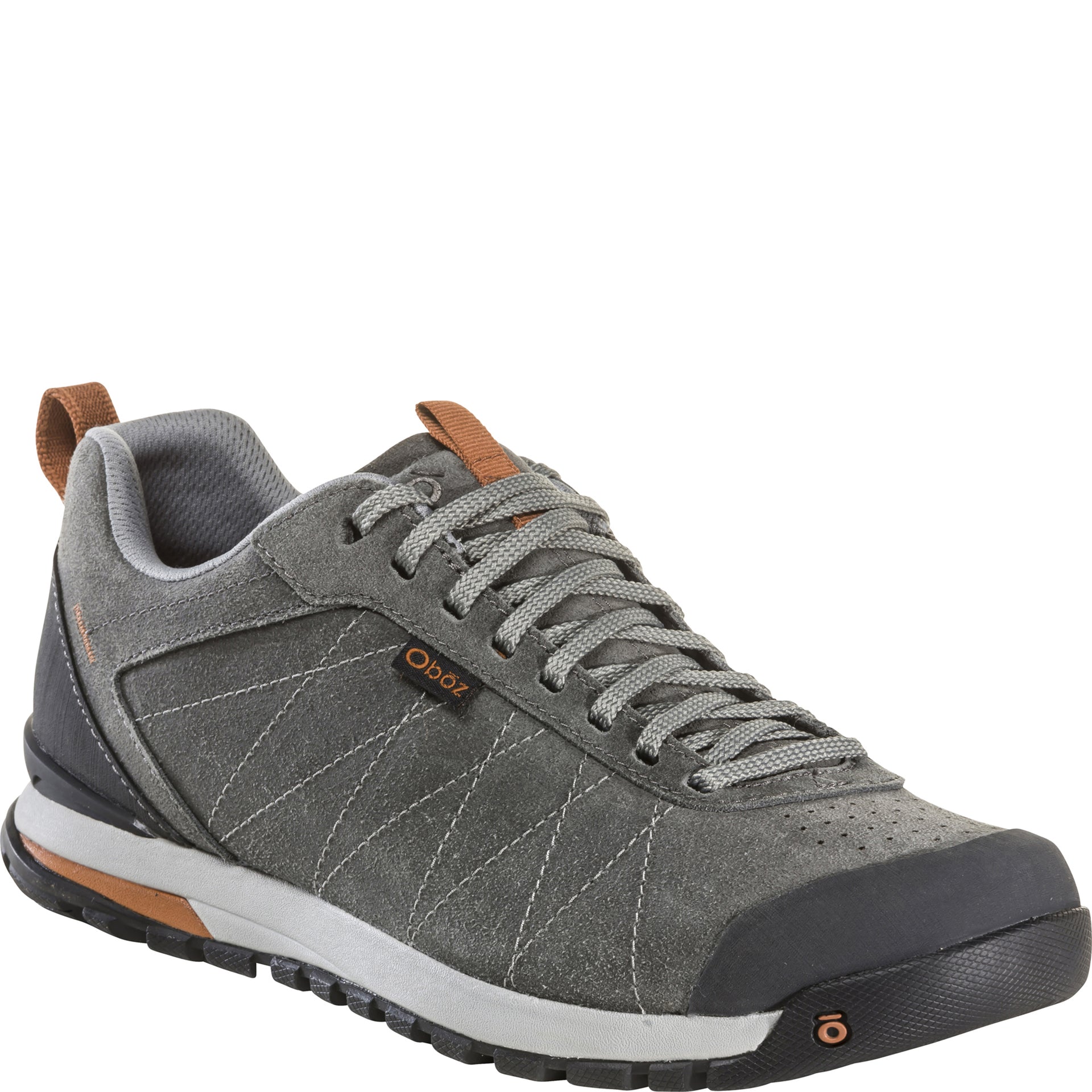 Men’s Bozeman Low Leather shoe, angled view showing laces and toe cap