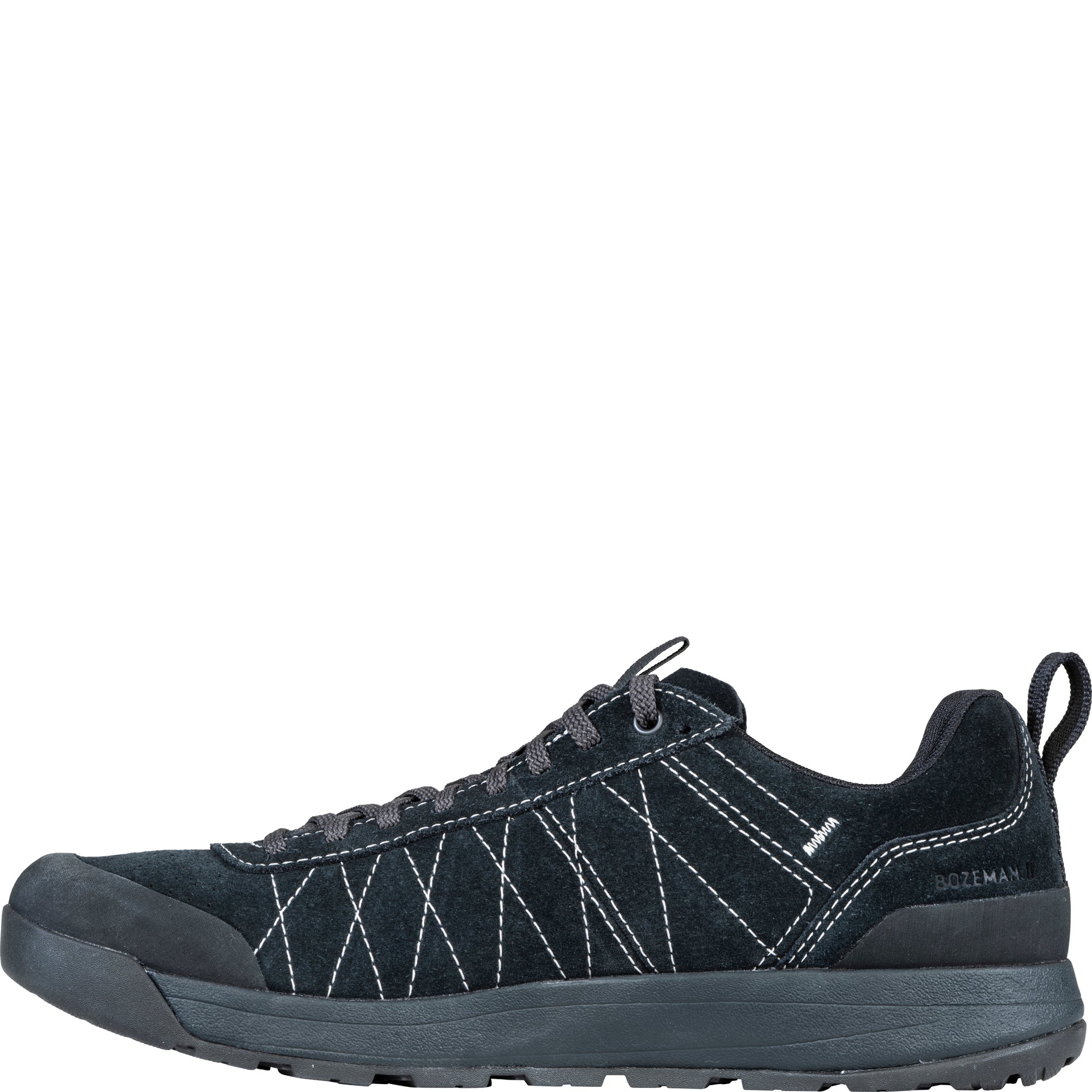 Inside view of the Bozeman II Low shoe showing the white stitched design and Bozeman II stamp