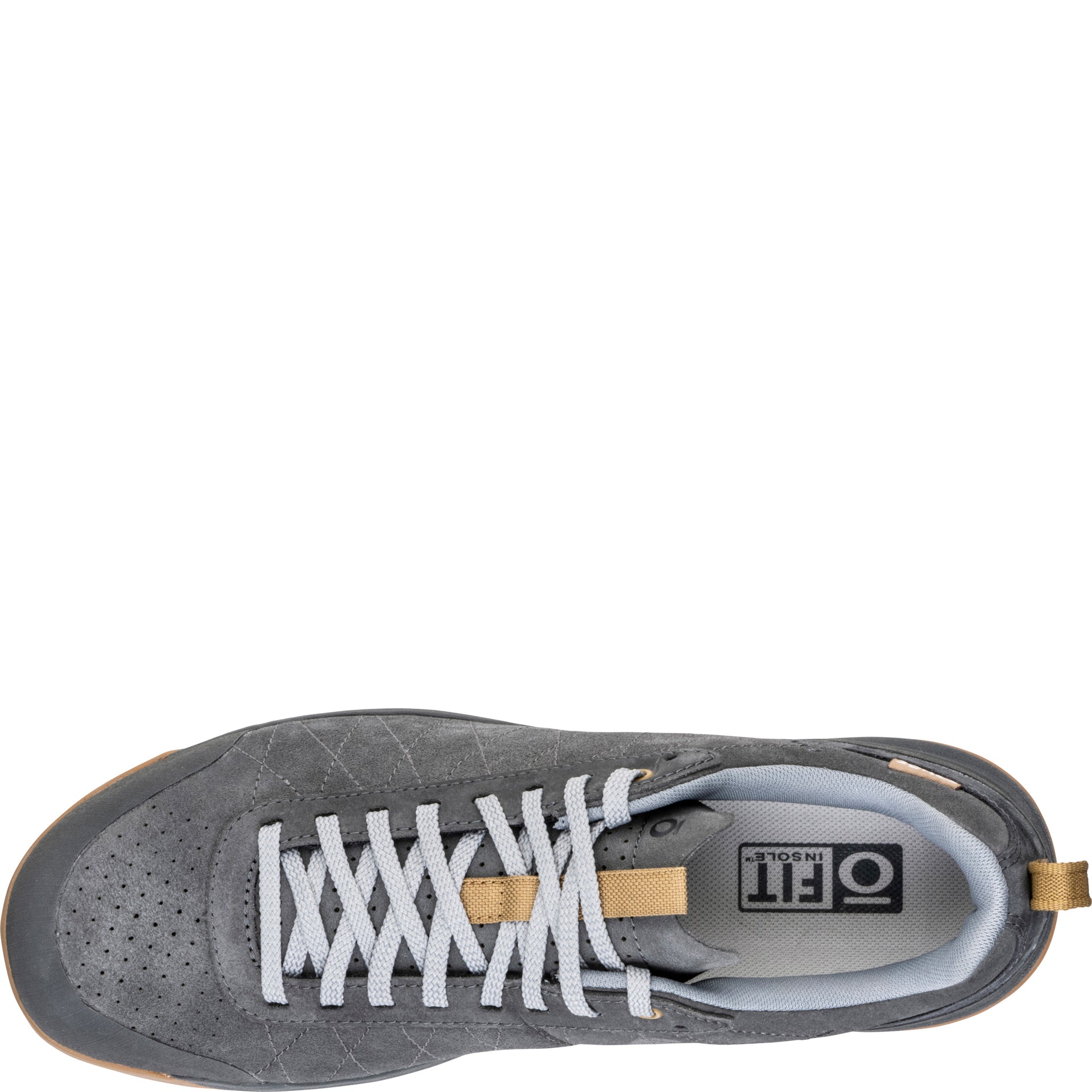 Top view of the Bozeman II Low shoe showing the laces, venting and O Fit Insole