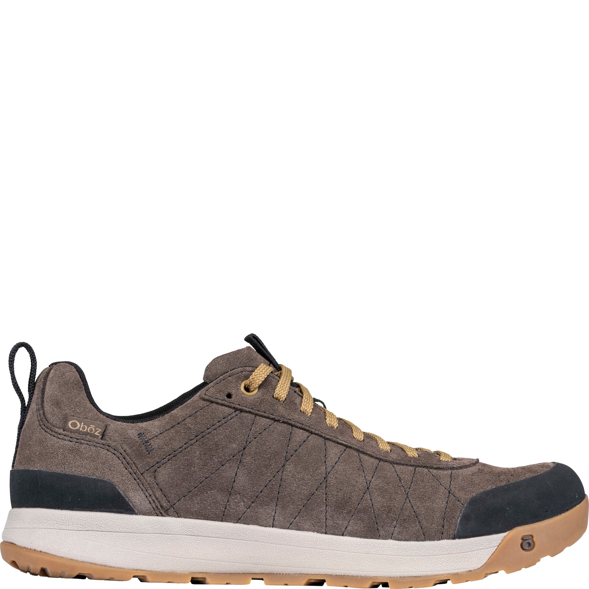 Outside view of the Men’s Bozeman II Low shoe in Classic Brown showing the Oboz logo and side design