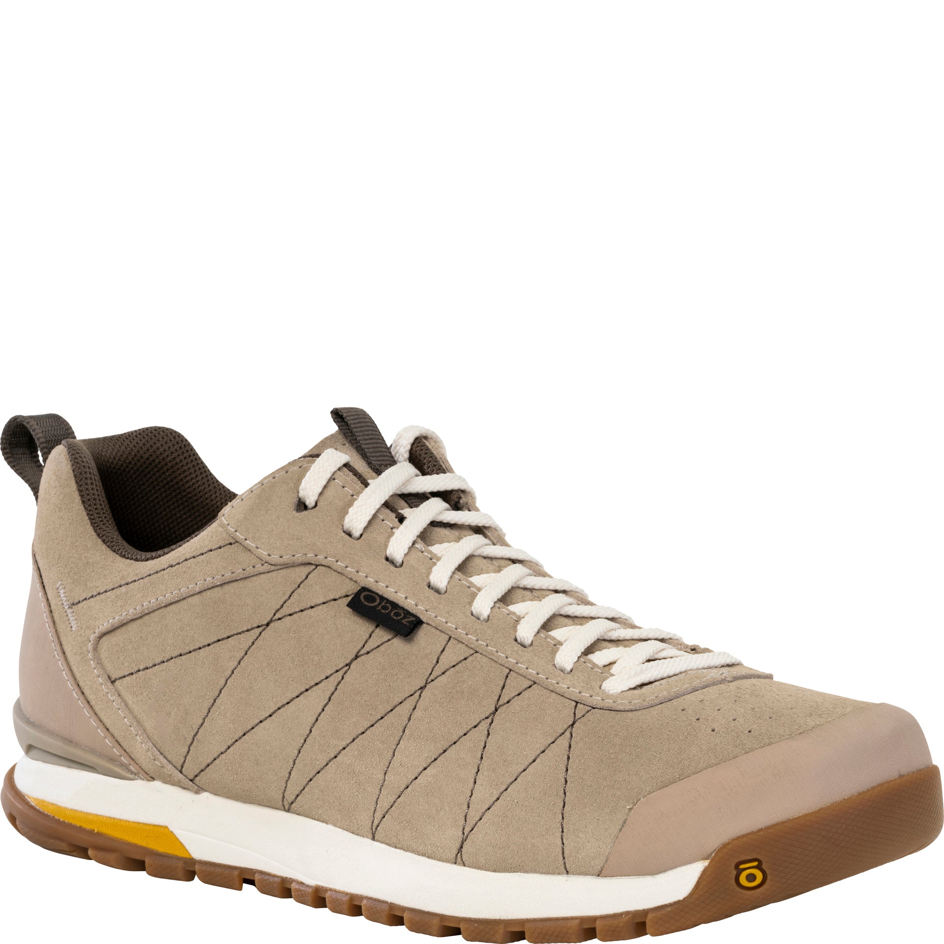 Beige sneaker with white laces on a white background