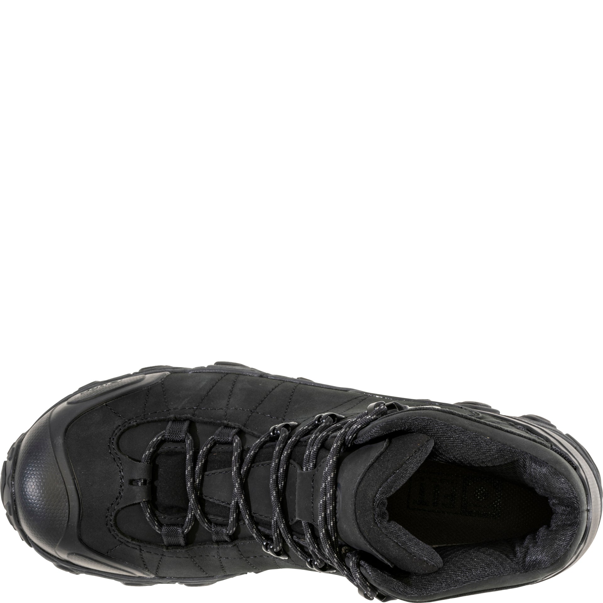 Bridger Mid Waterproof boot, top view showing lace-up closure