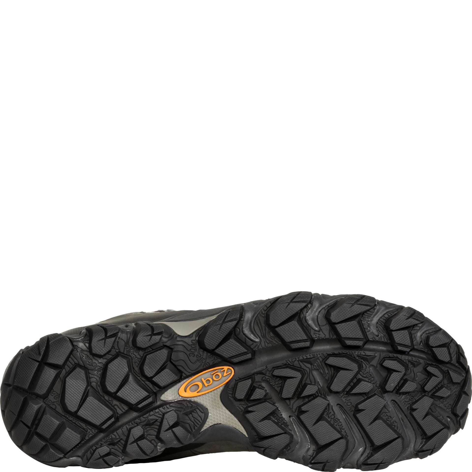 Bridger Mid Waterproof boot, bottom view showing rubber outsole tread