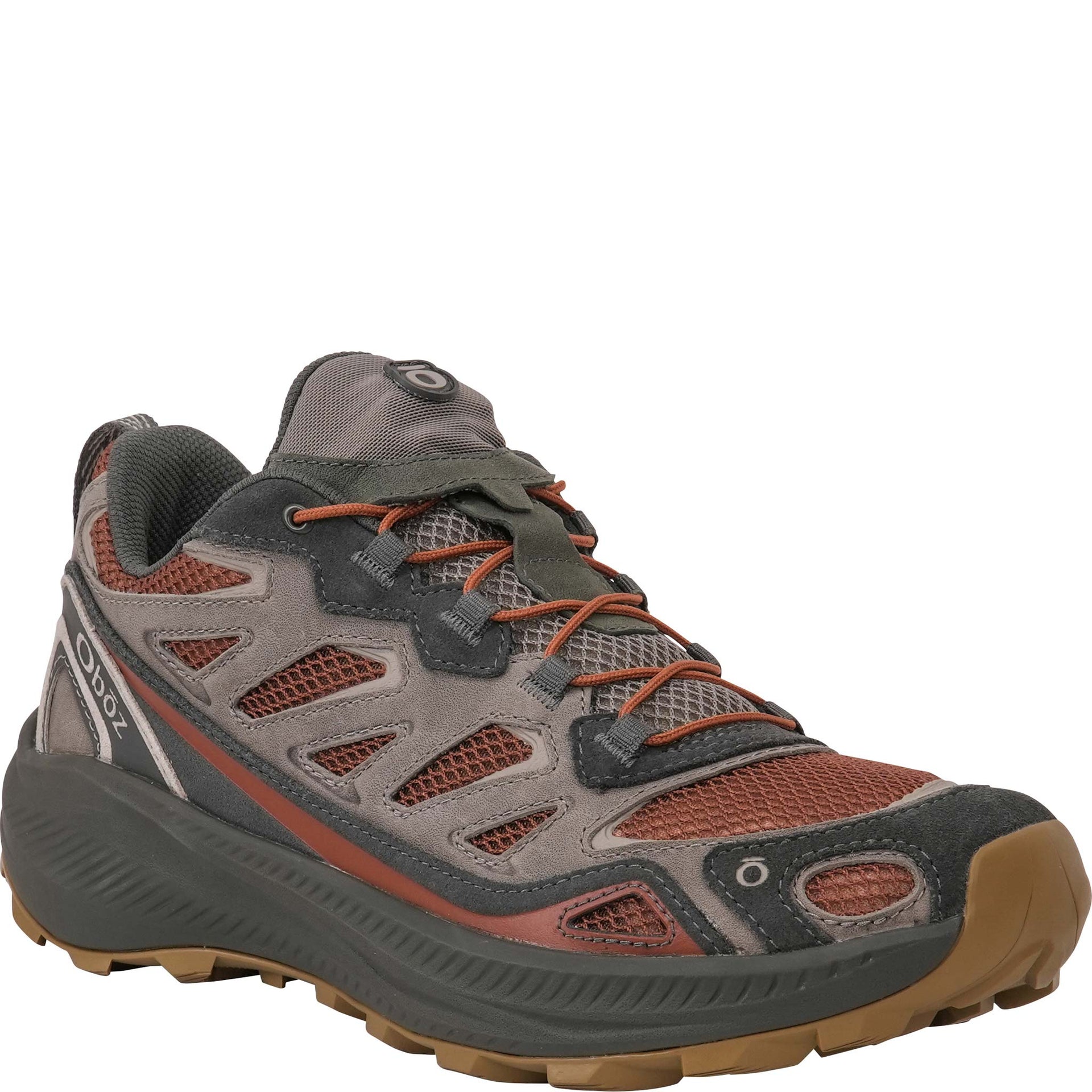 Oboz Men's Crosscut casual hiking shoe in Copper angled view