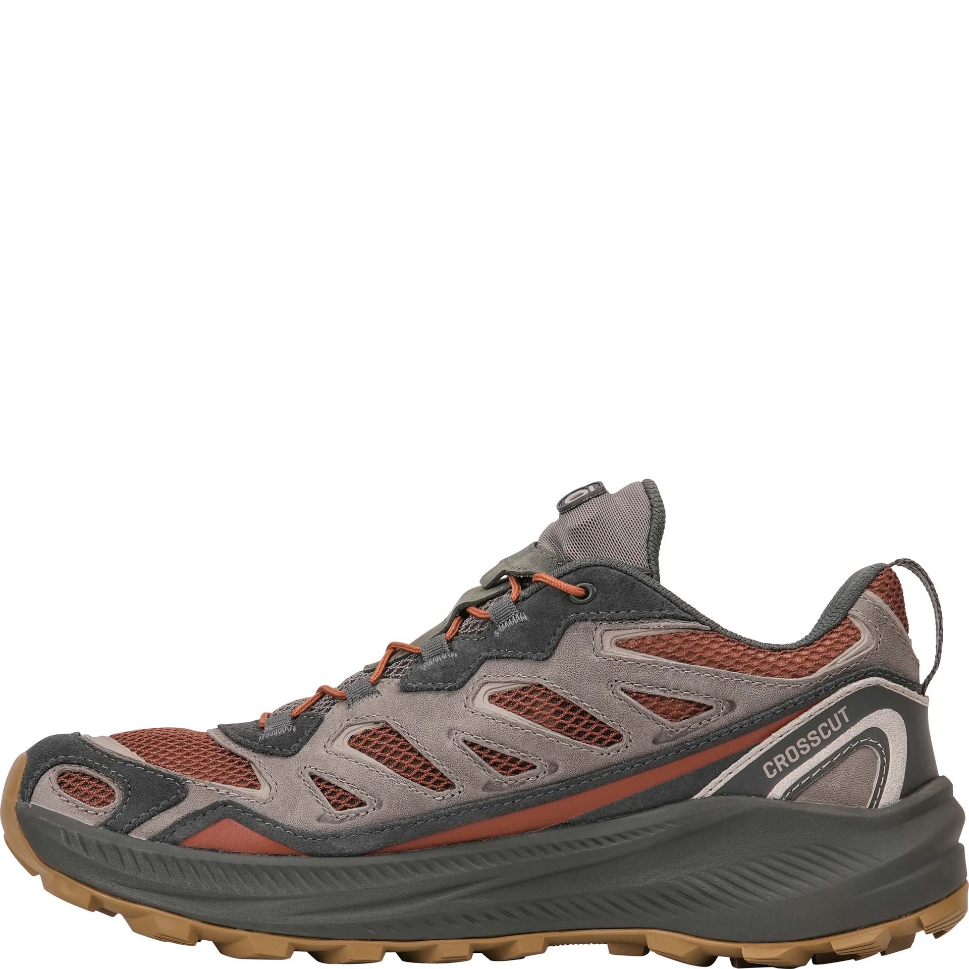 Oboz Men's Crosscut casual hiking shoe in Copper inner side view