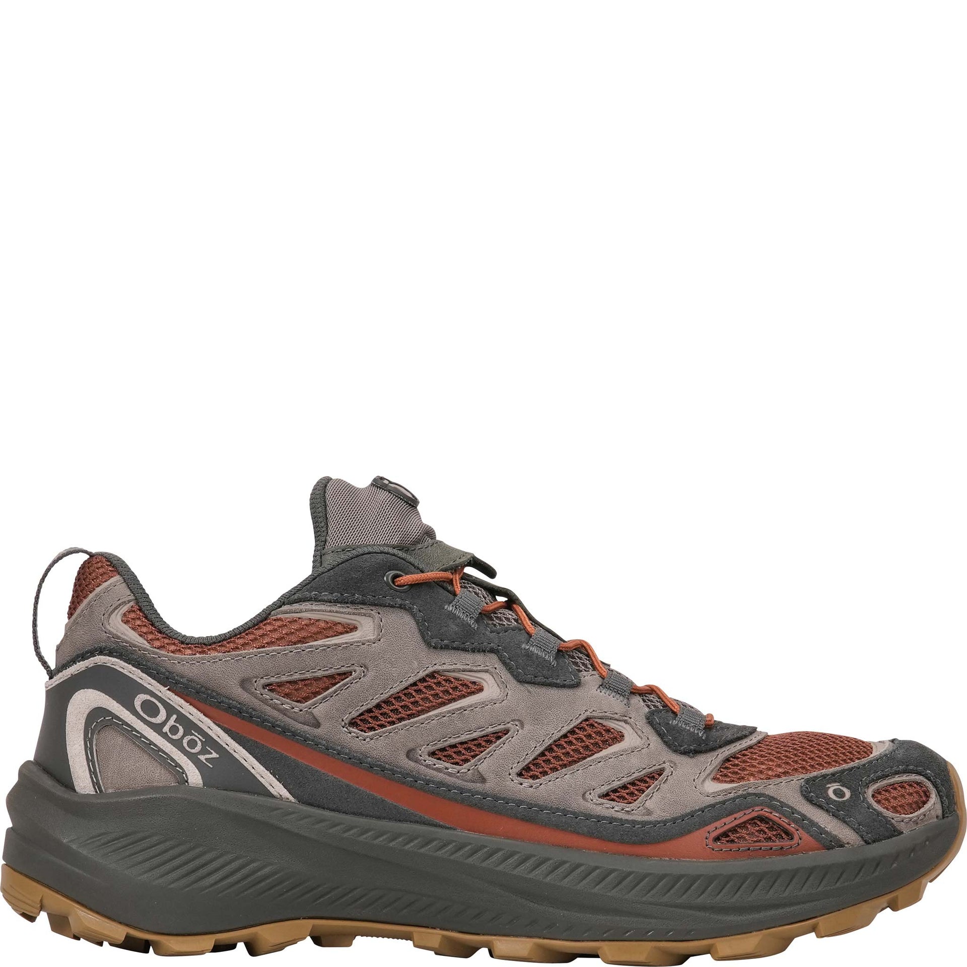 Oboz Men's Crosscut casual hiking shoe in Copper outer side view
