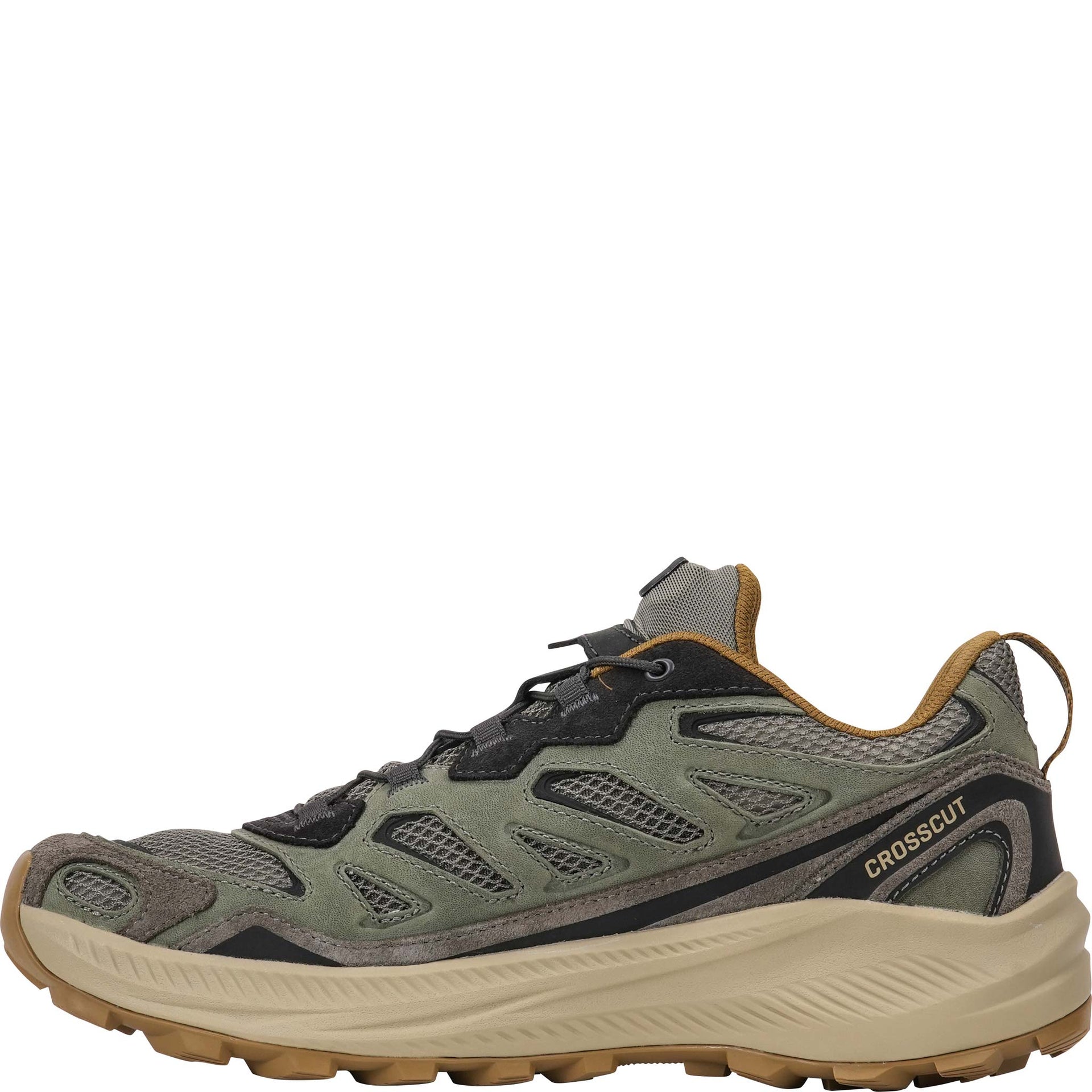 Oboz Men's Crosscut casual hiking shoe in Olive Branch inner side view