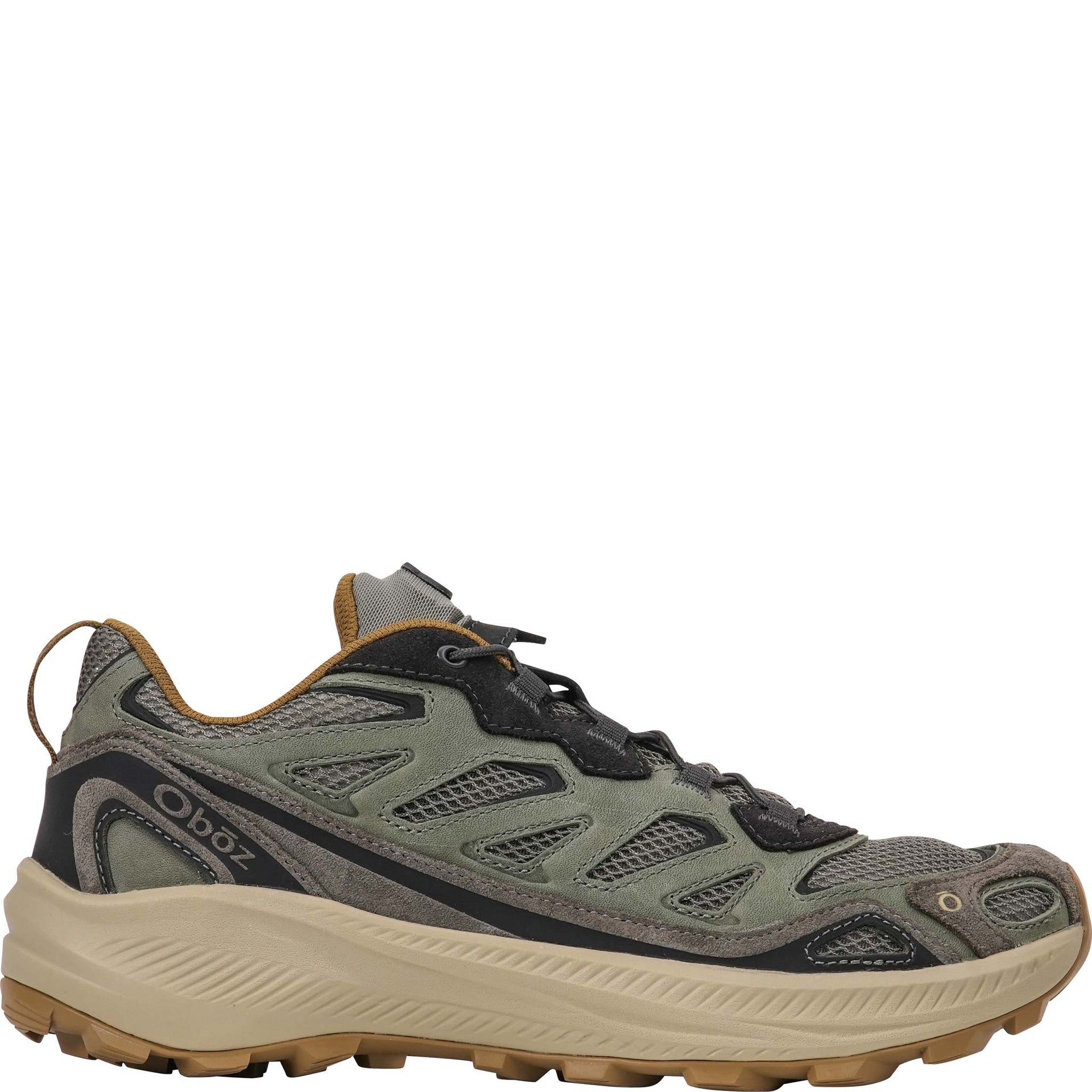 Oboz Men's Crosscut casual hiking shoe in Olive Branch outer side view
