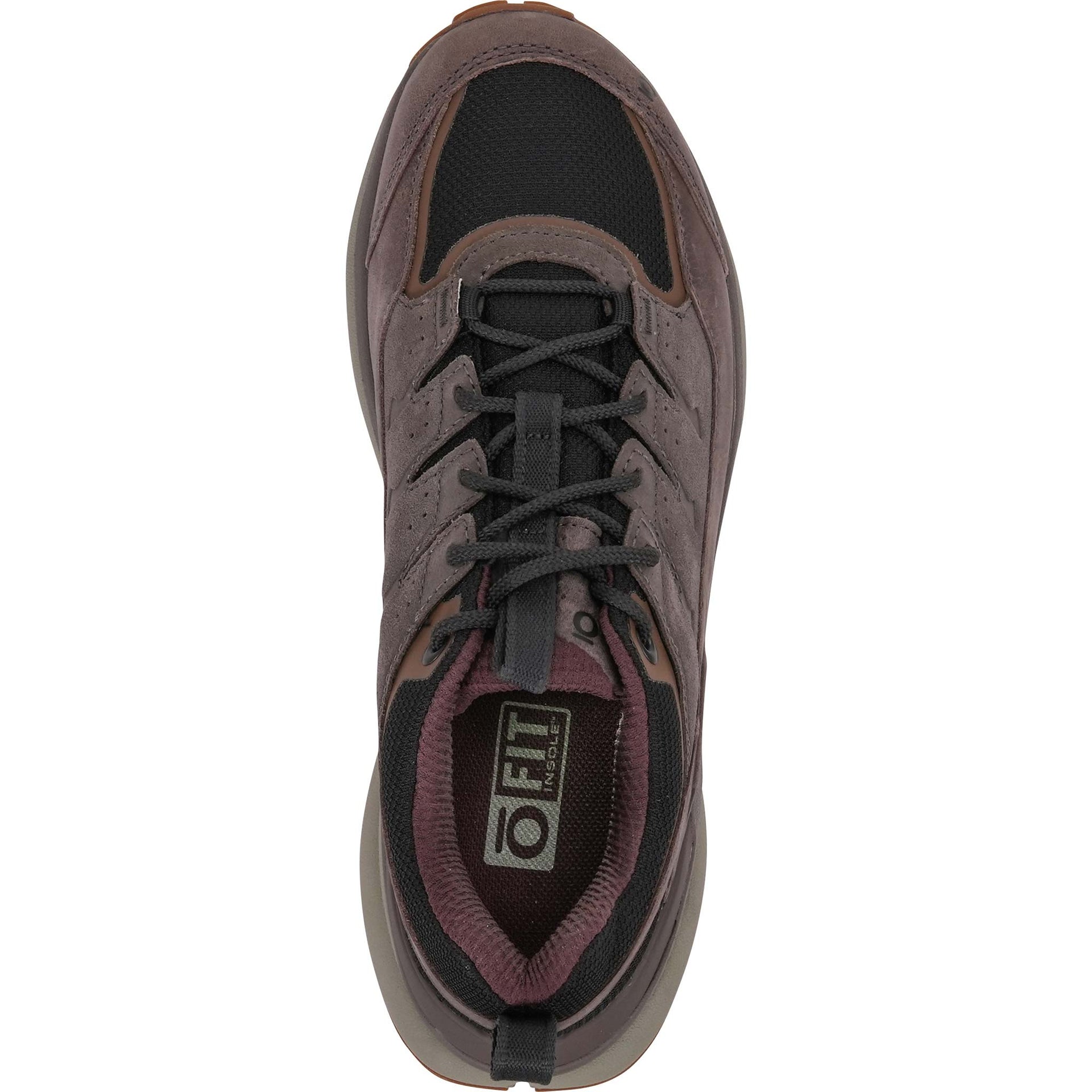Top view of the Men's Hyalite Low Waterproof hiking shoe in the Eagle color showing the lacing closure.