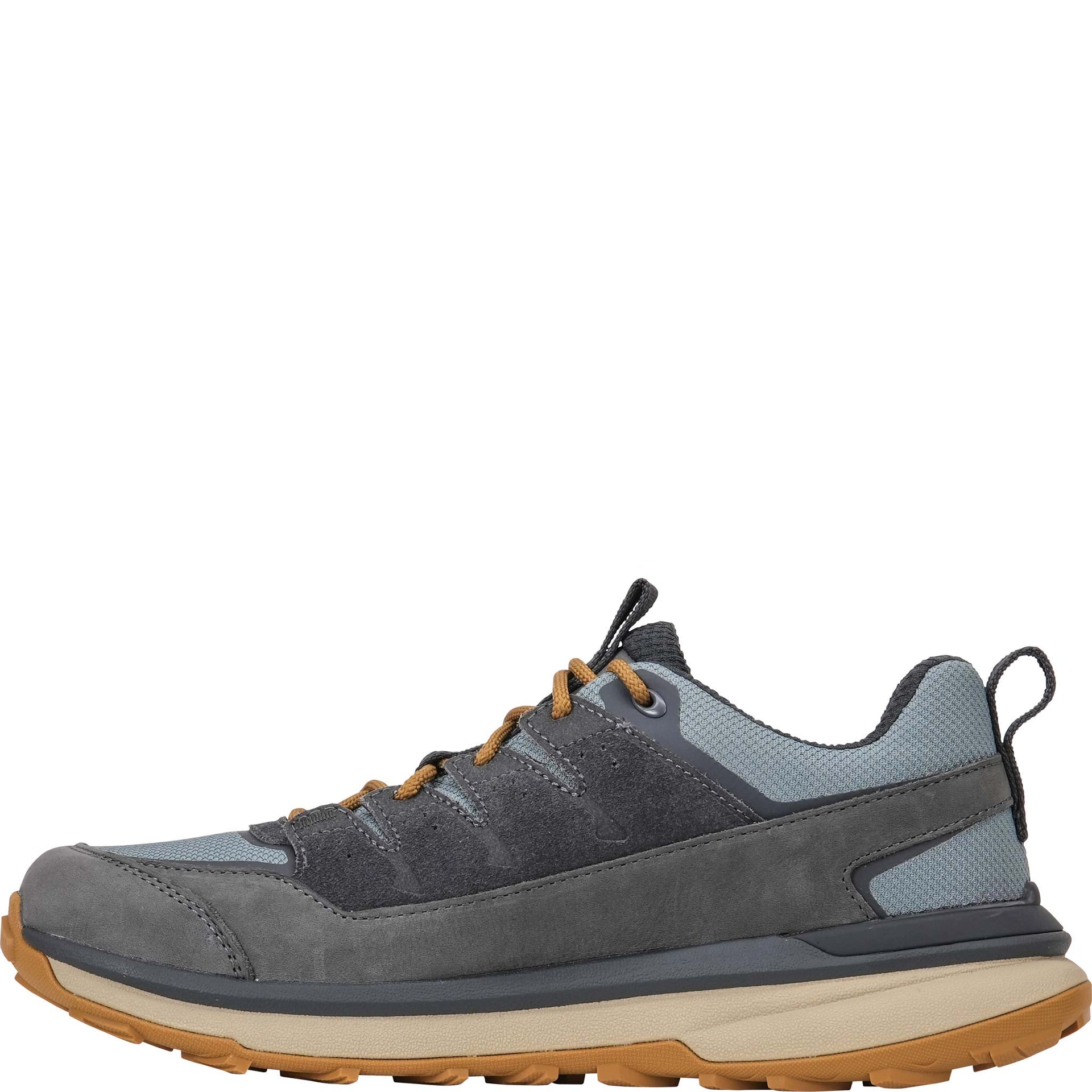 Inside view of the Men's Hyalite Low Waterproof hiking shoe in the Shadow blue color.