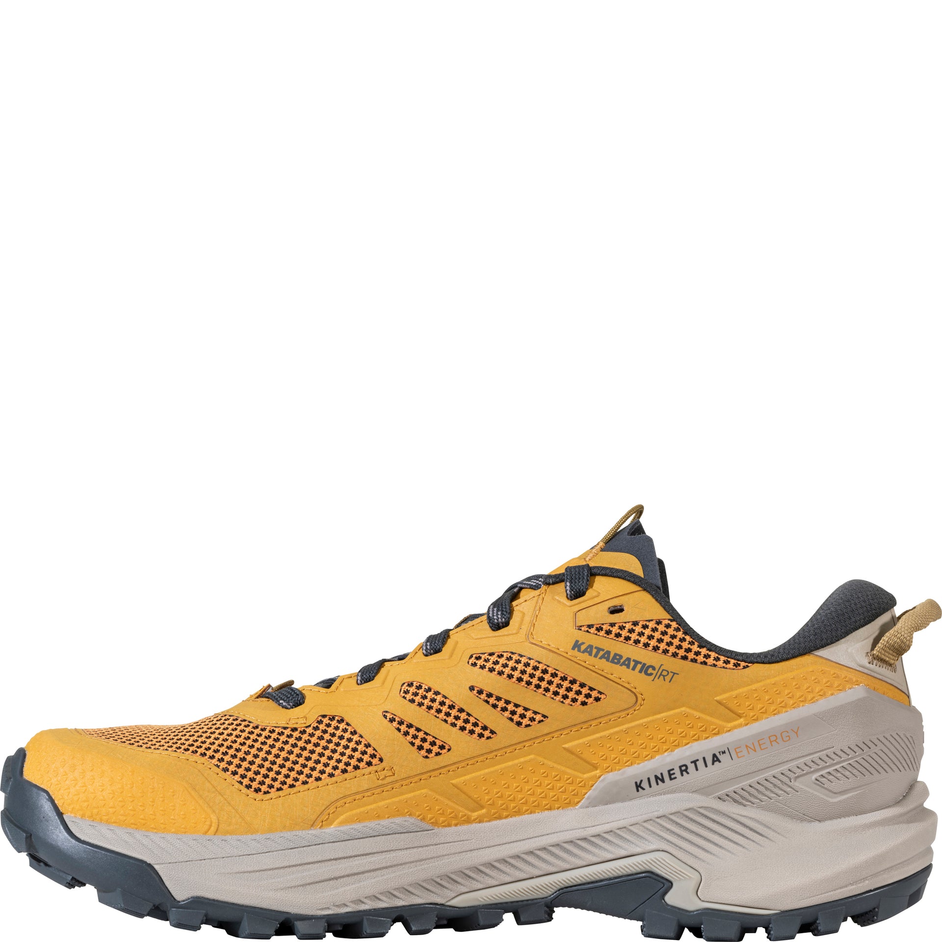 Men’s Katabatic RT Low GTX Waterproof shoe,
inside view showing cushioned Kinertia™ energy-return cushioning