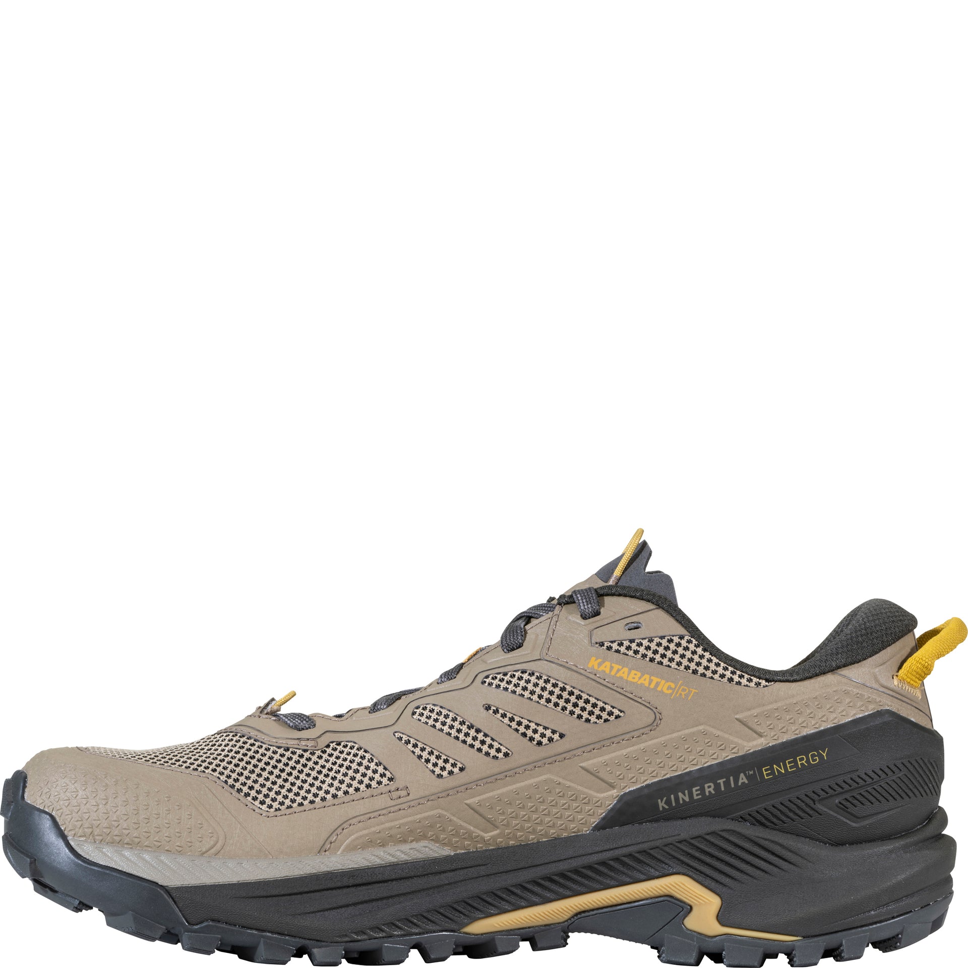 Men’s Katabatic RT Low GTX Waterproof shoe,
inside view showing cushioned Kinertia™ energy-return cushioning
