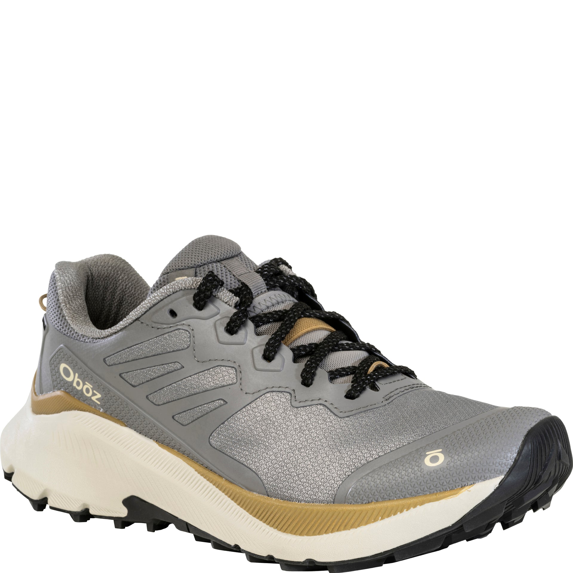 Three-quarter view of the Katabatic Wind low hiking shoe showing the low collar and lace system
