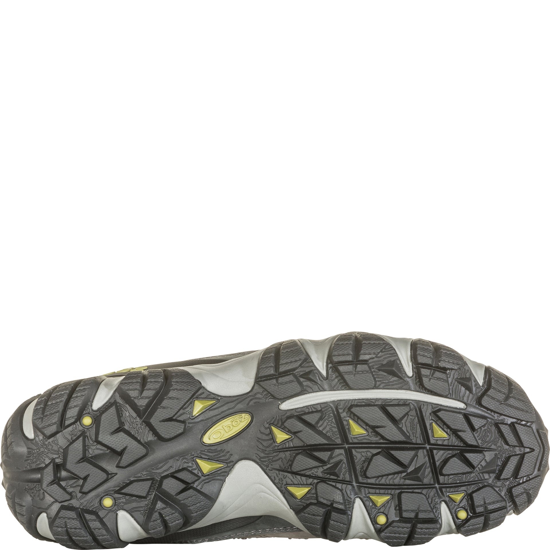 Oboz Men’s Sawtooth II Low shoe, bottom view showing rubber outsole tread