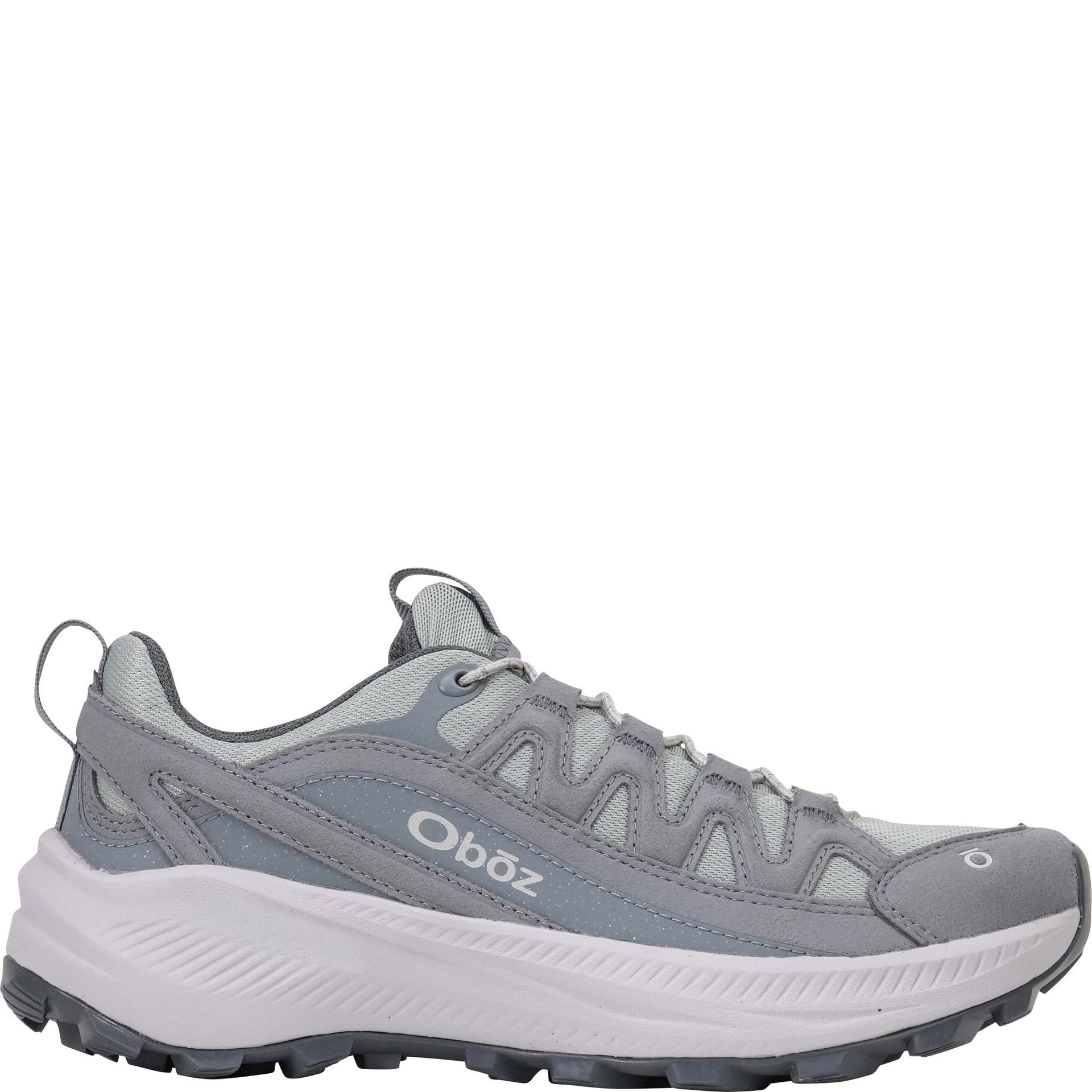 Oboz Women's Crosscut casual hiking shoe in Rain outer side view