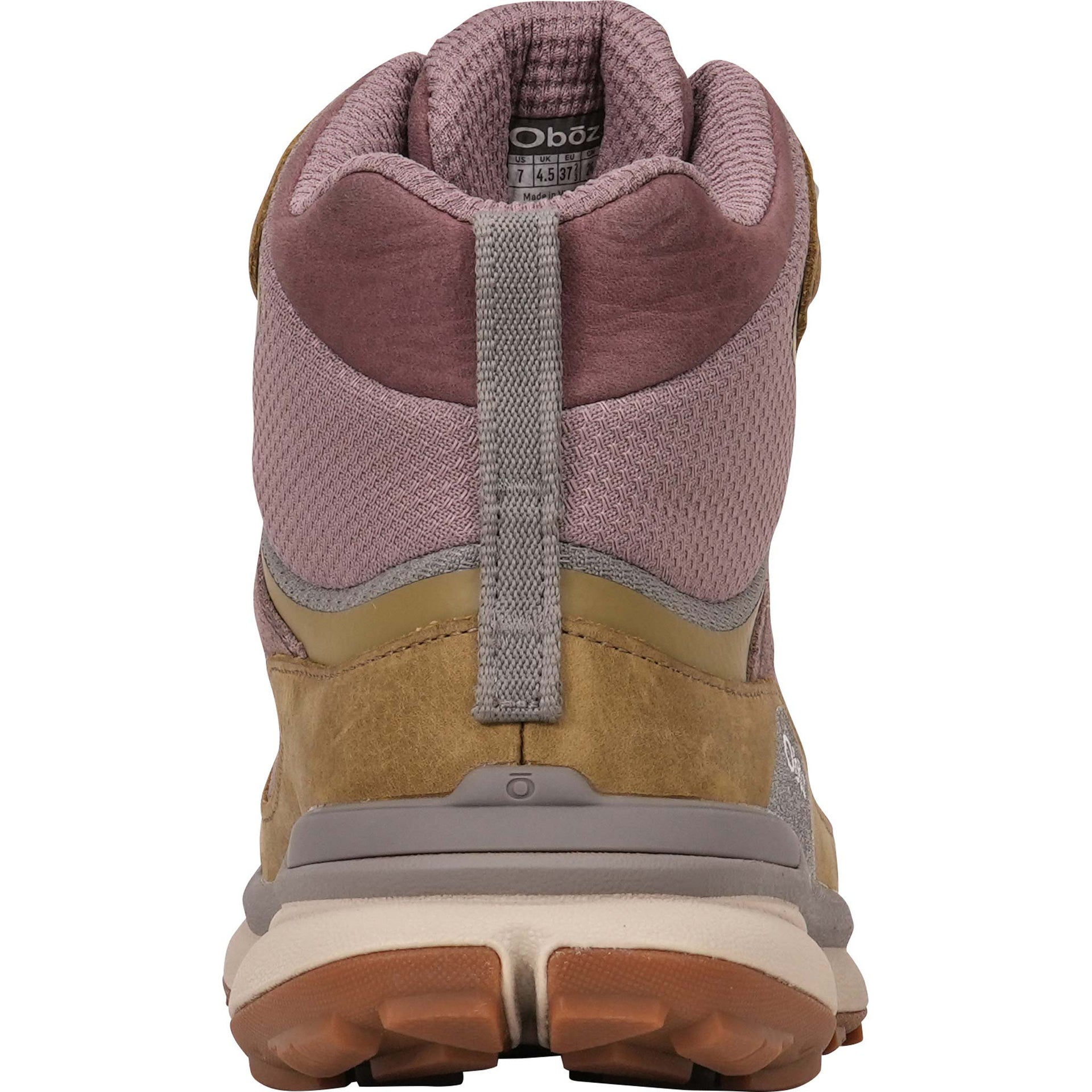 Back view of the Oboz Women's Hyalite Mid Waterproof showing the heel pull tab.