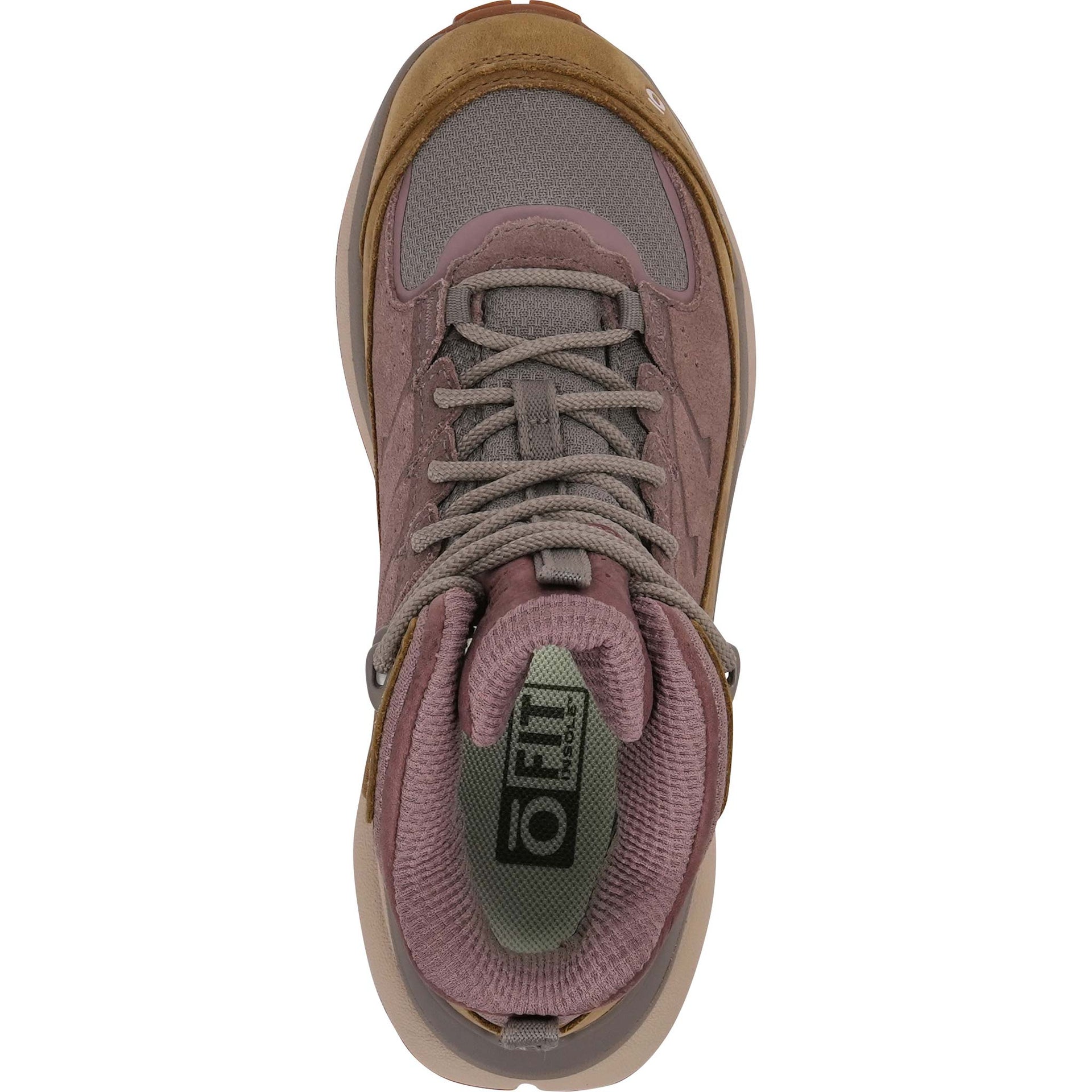 Top view of the Oboz Women's Hyalite Mid Waterproof showing the shoelace pattern.