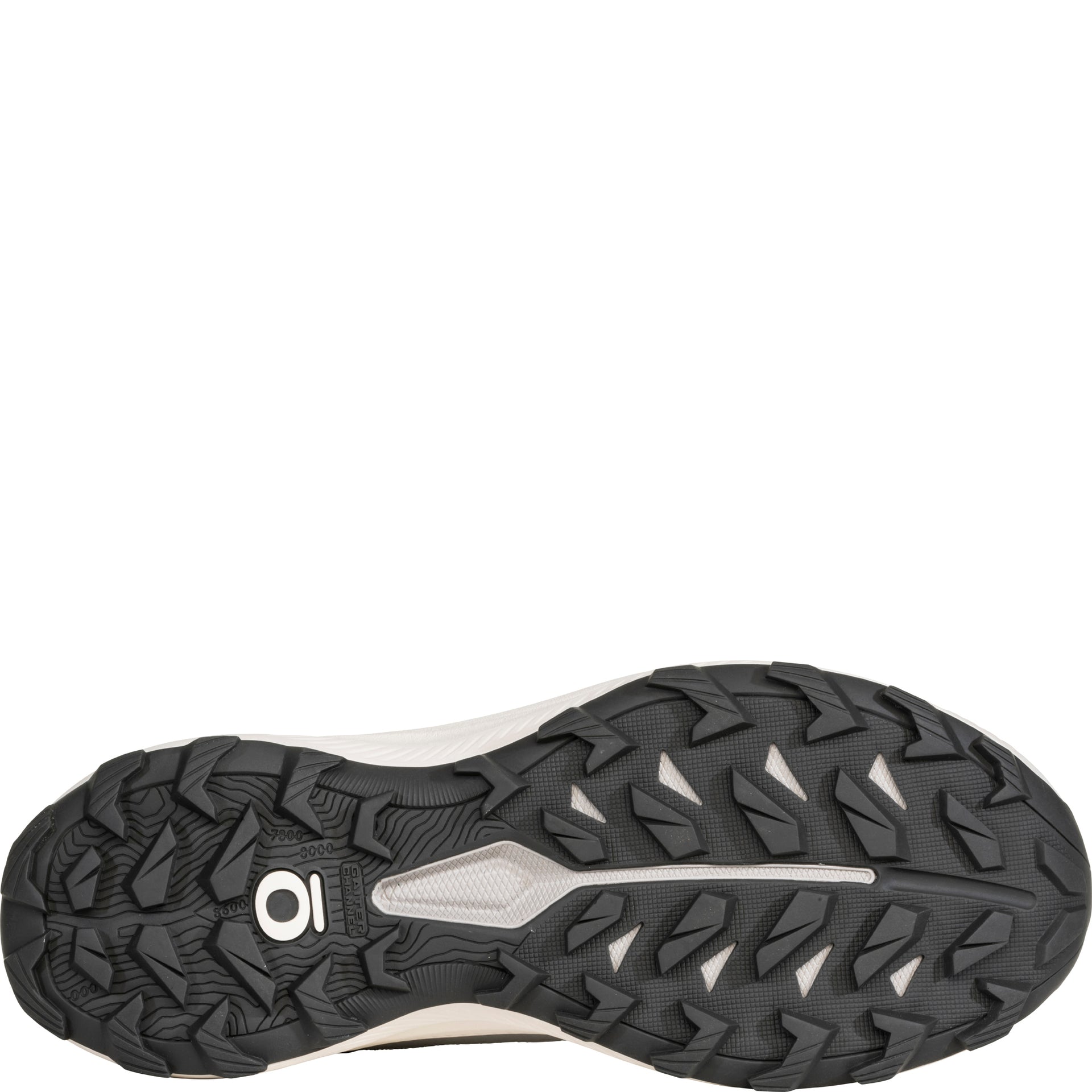 Bottom view of the Katabatic LT Low shoe showing the trail tread outsole for traction on varied terrain