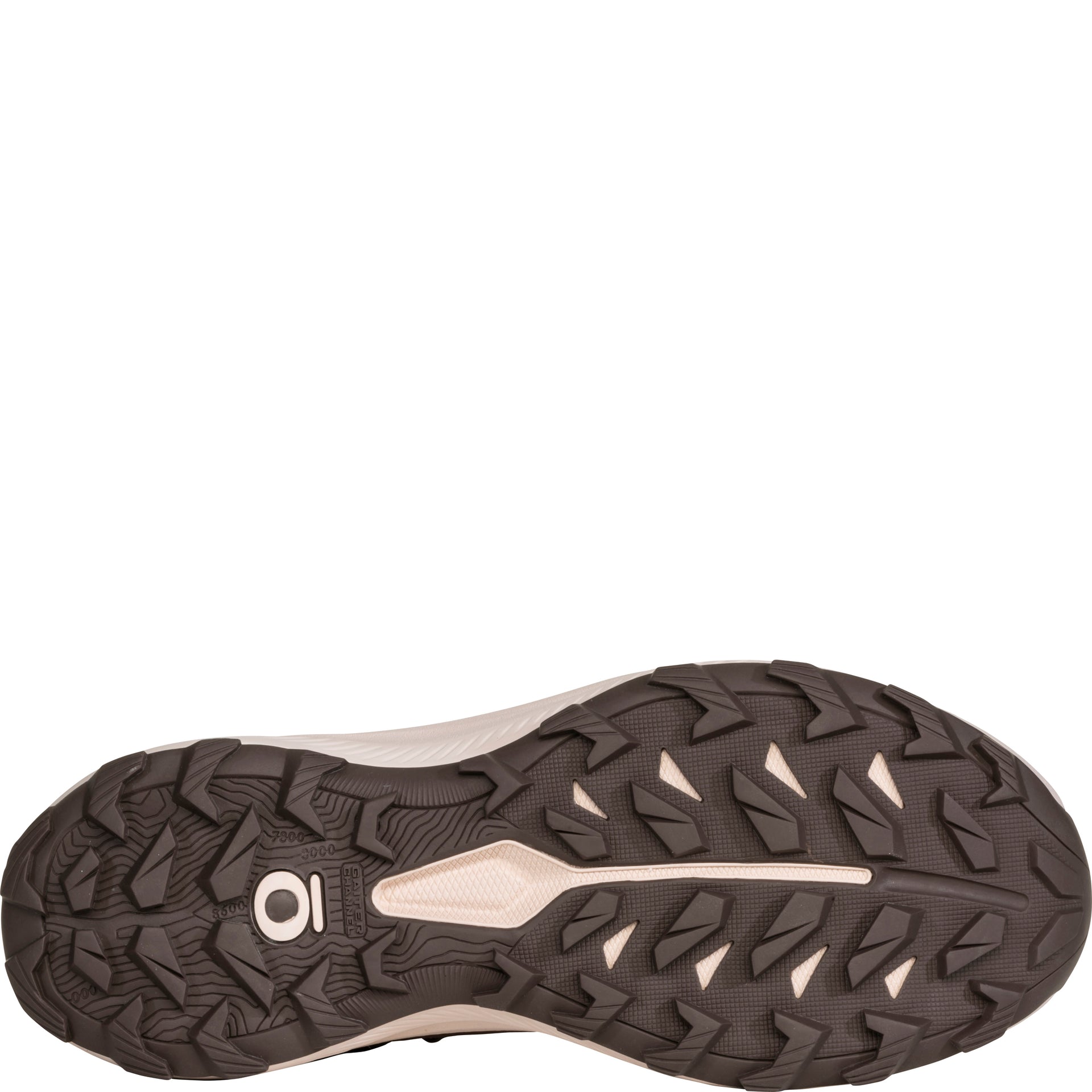 Women's Katabatic LT Mid GTX Waterproof bottom view showing Trail Tread outsole with integrated rockplate and gaiter channel designed for traction and debris management on rugged terrain