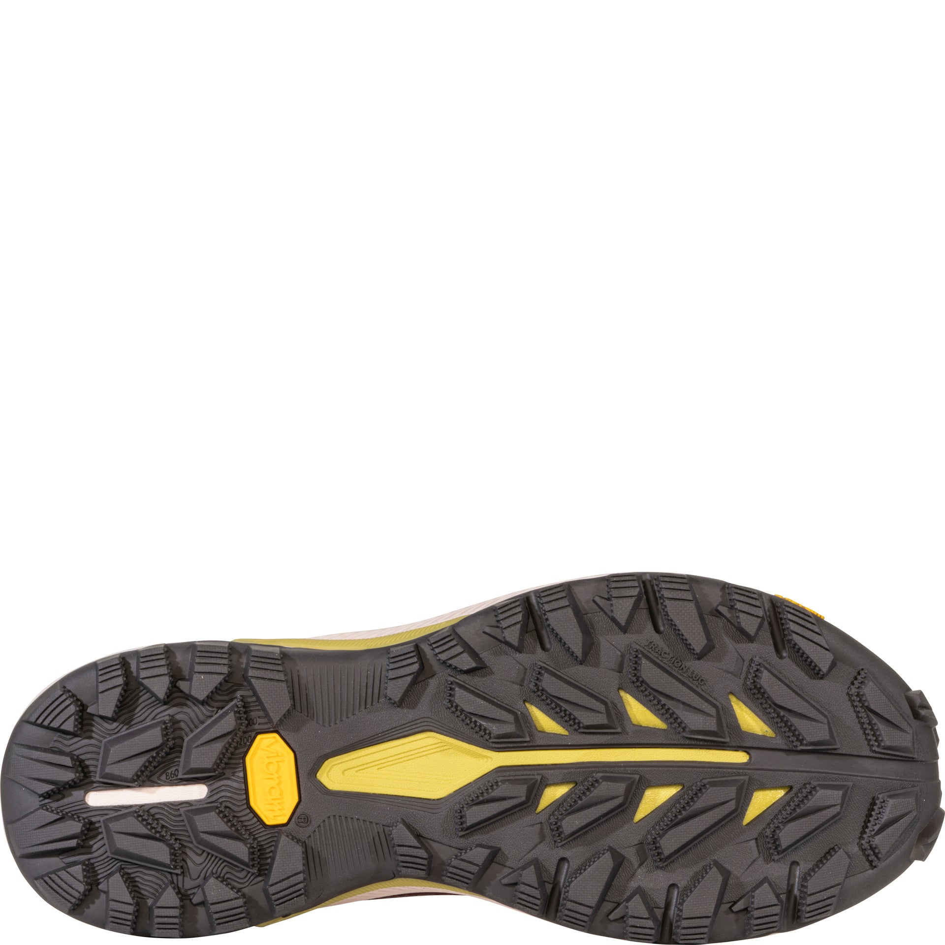 Women's Katabatic RT Low GTX Waterproof bottom view showing Vibram Megagrip outsole designed for traction on rugged terrain