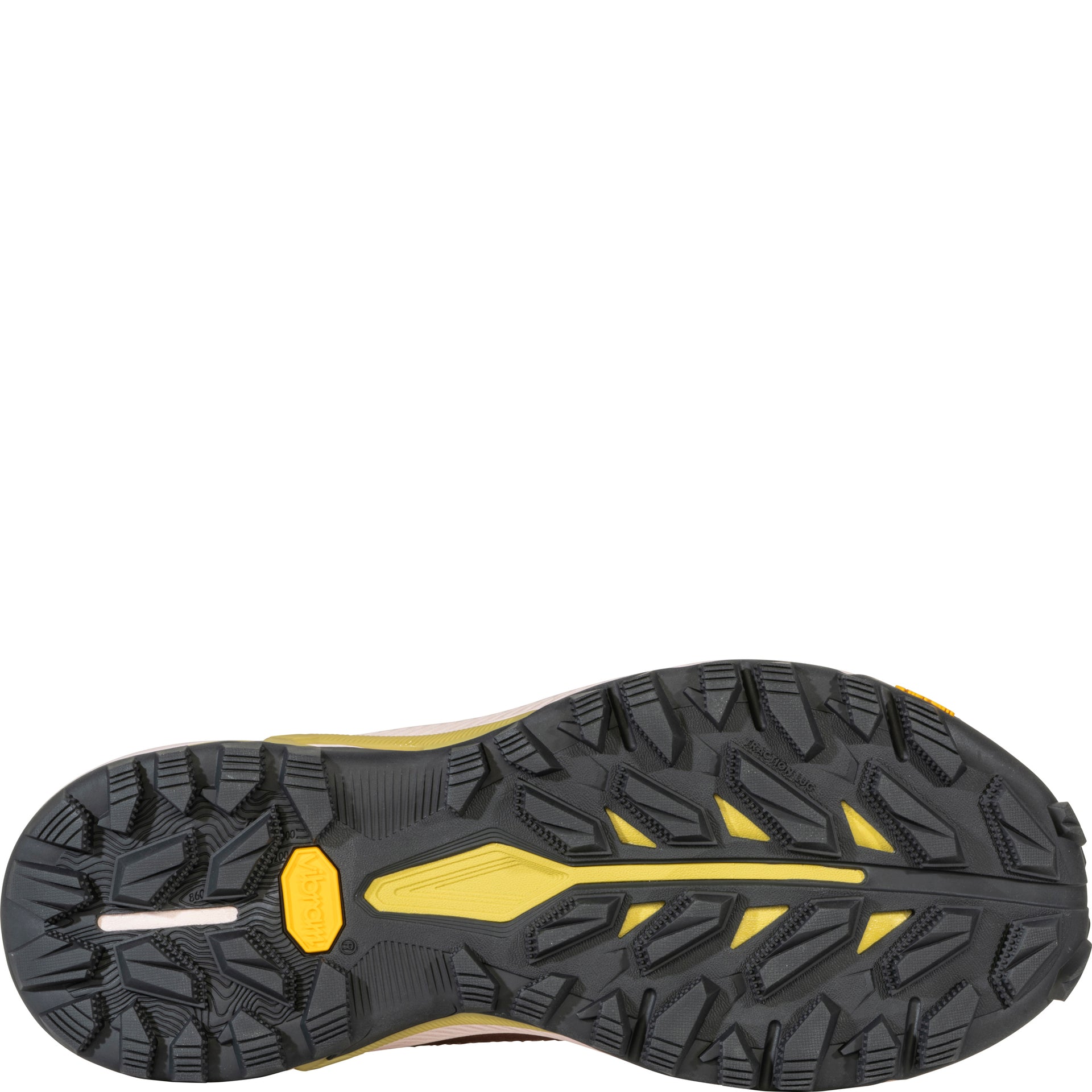 Women's Katabatic RT Mid GTX Waterproof bottom view showing Vibram Megagrip outsole designed for traction on rugged terrain