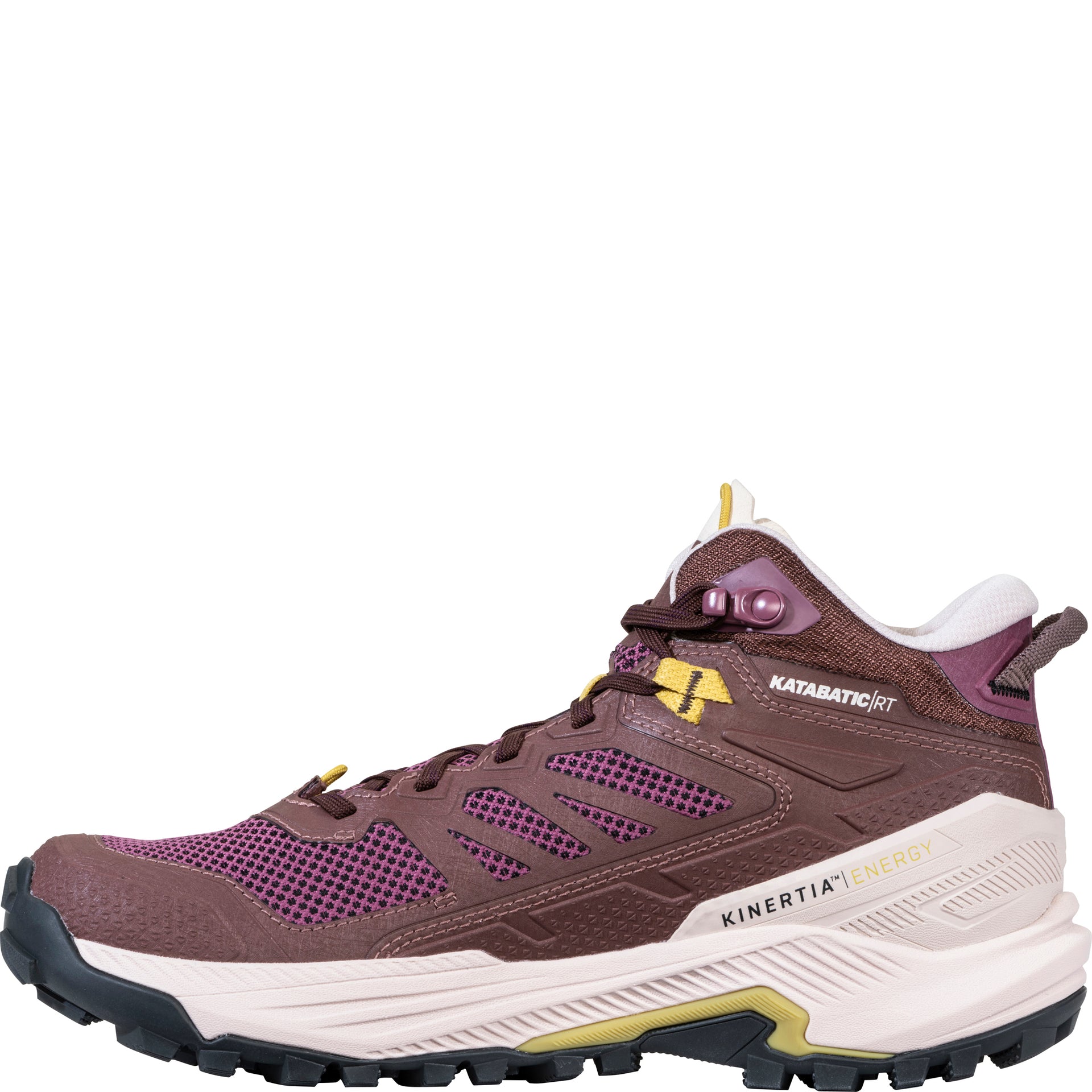 Women's Katabatic RT Mid GTX Waterproof inside view showing panel construction and responsive midsole for stability on trails