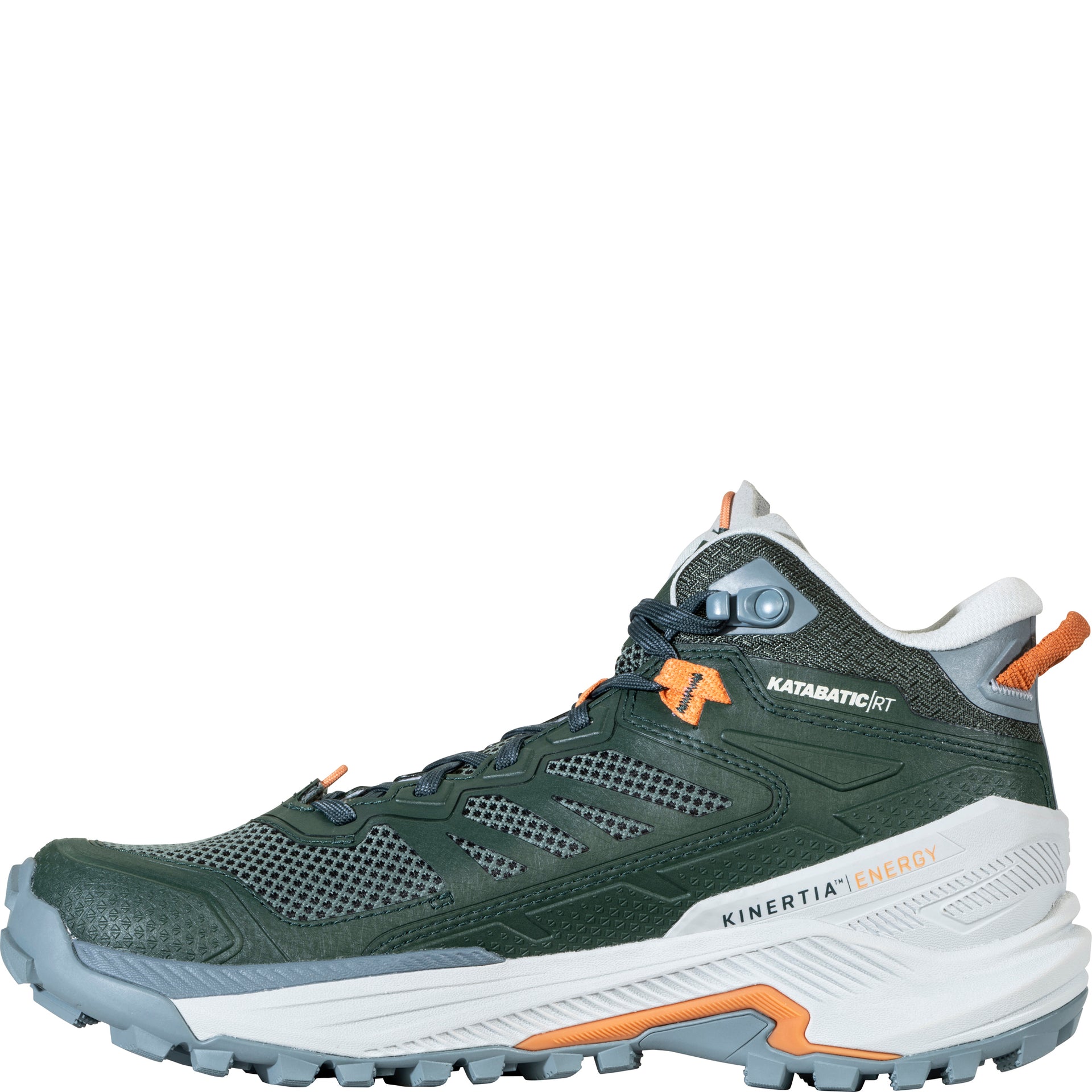 Women's Katabatic RT Mid GTX Waterproof inside view showing panel construction and responsive midsole for stability on trails